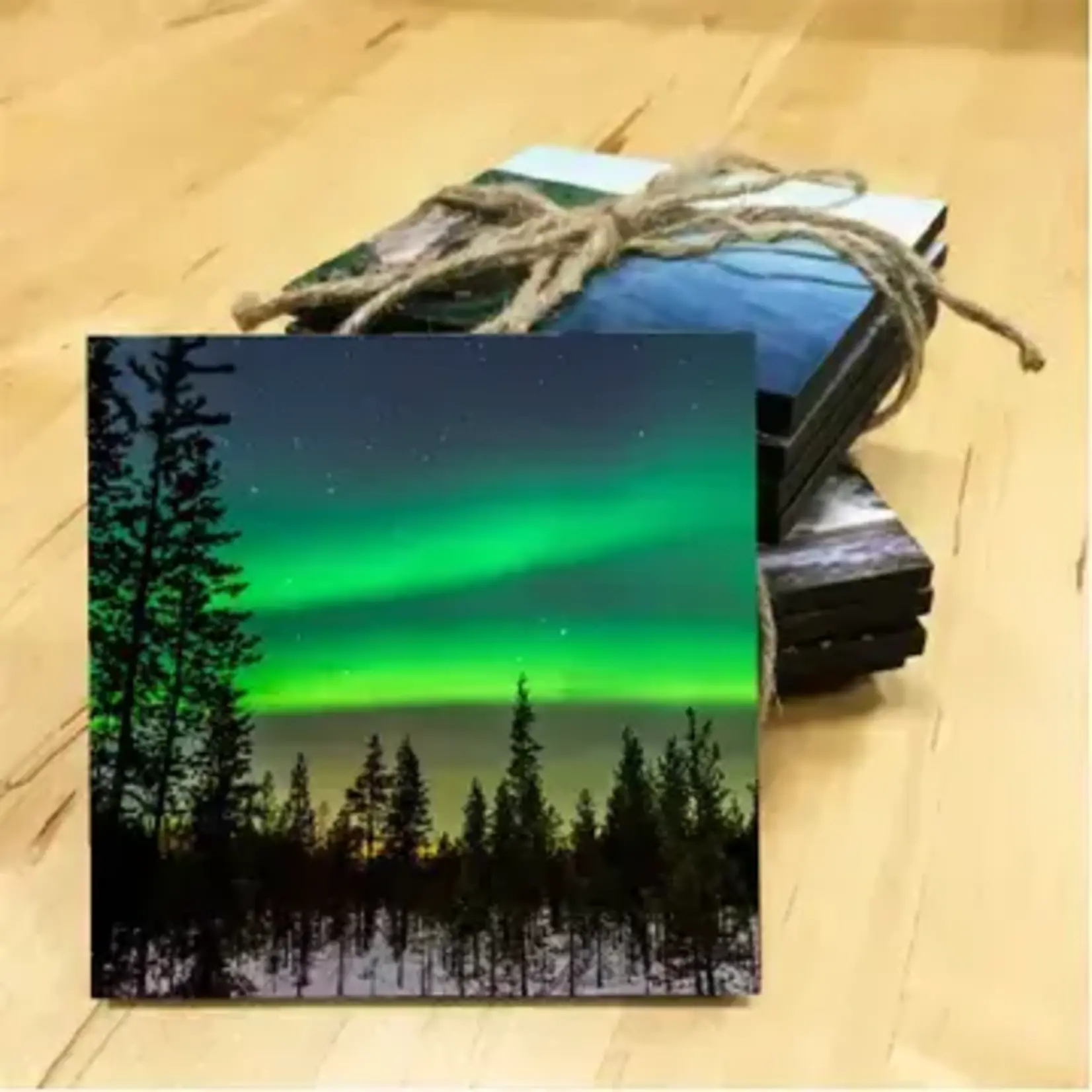 Minnesota Awesome Northern Lights Wooden Coaster | Minnesota Awesome