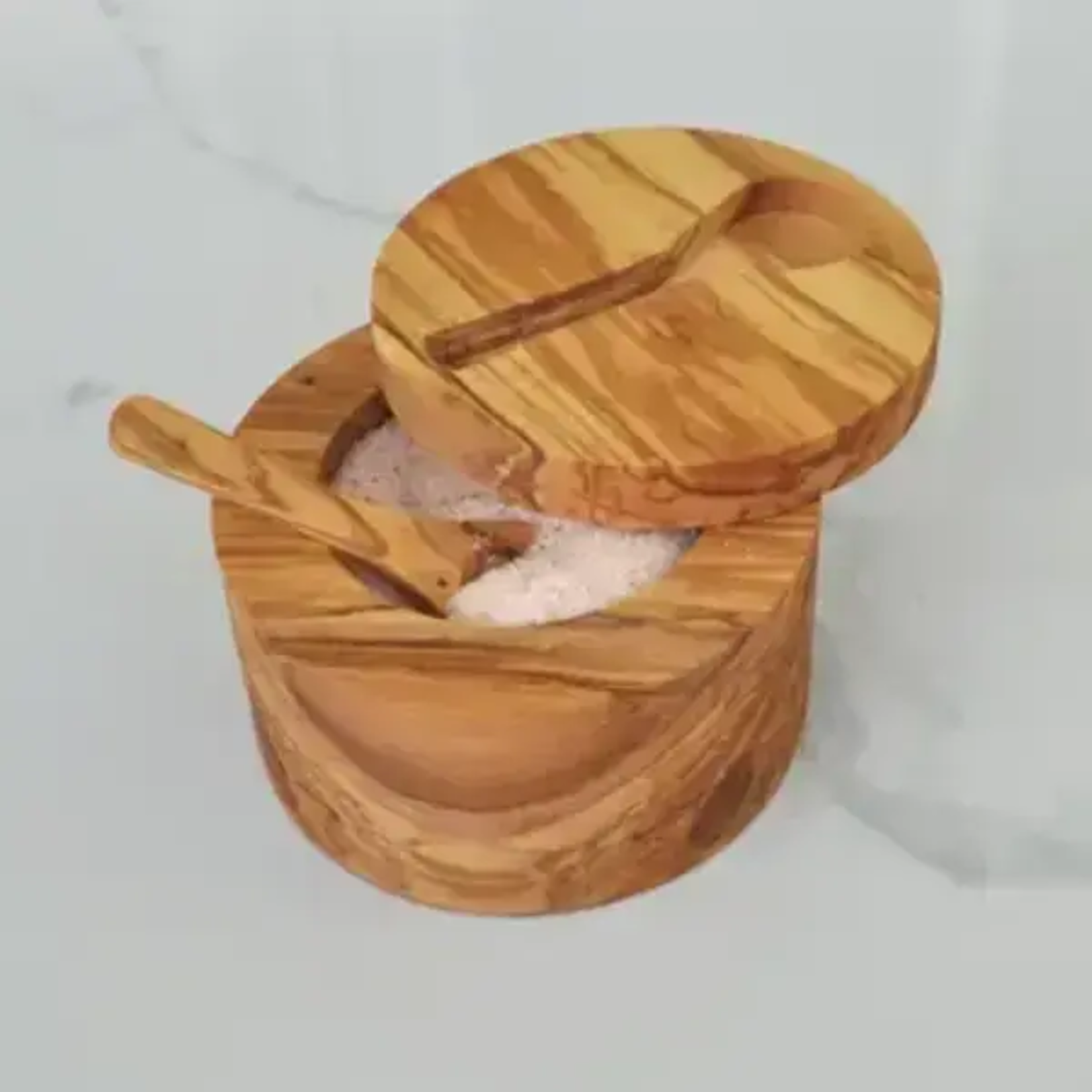 Desiree Lillo and Troy Bergman Registry Olive Wood Salt Cellar with Magnetic Lid and Inset Spoon (Desiree Lillo and Troy Bergman Registry)