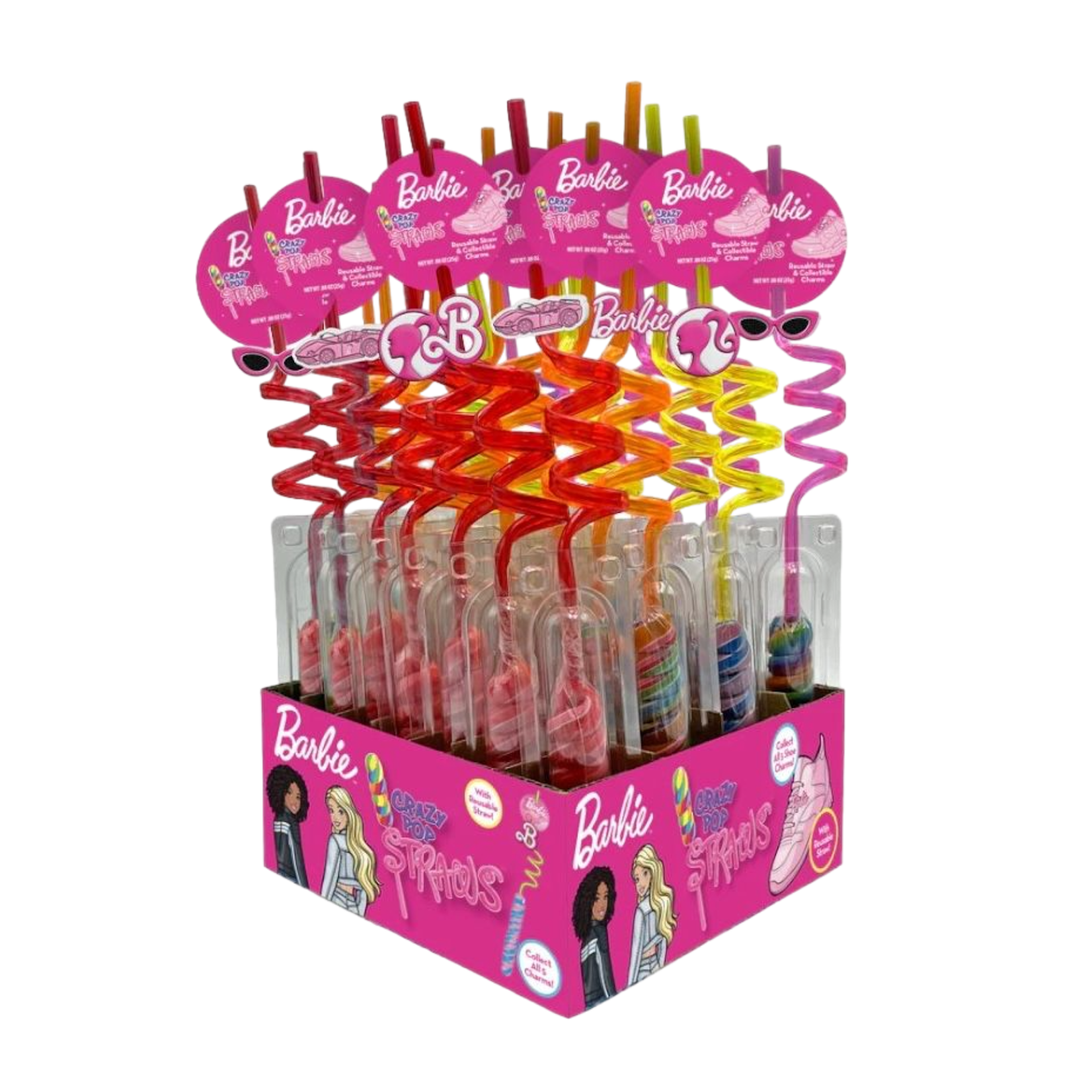 Redstone Candy Barbie Crazy Pop Straw With Charm 0.88 OZ