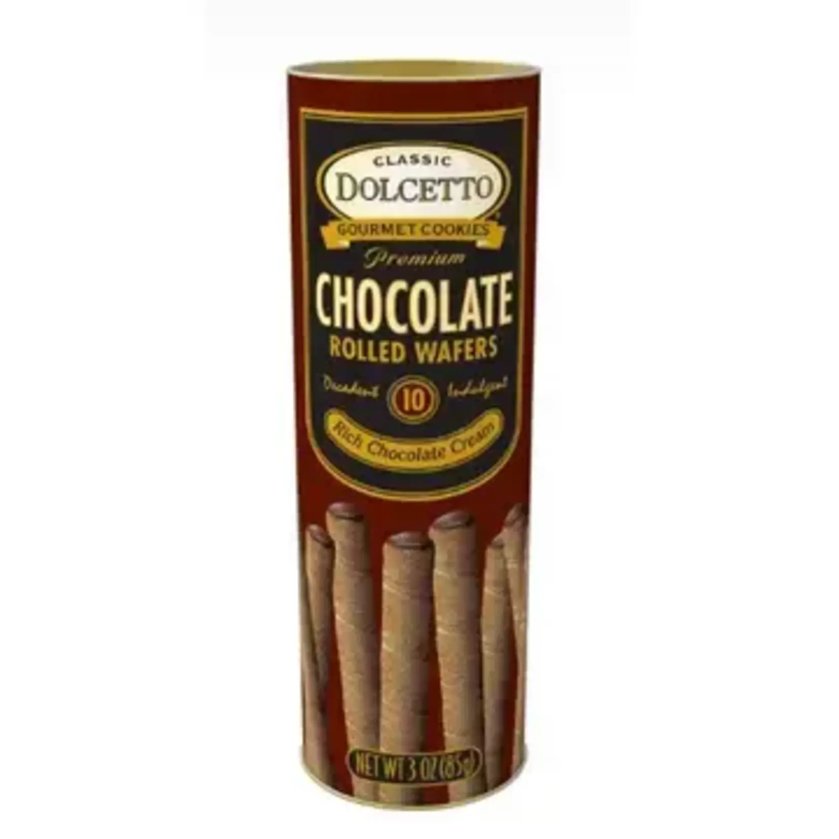 DOLCETTO CHOCOLATE WAFER ROLLS (3 oz canister)