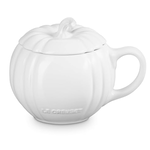 Le Creuset Pumpkin Mug with Lid - White - 14 oz. | Le Creuset
