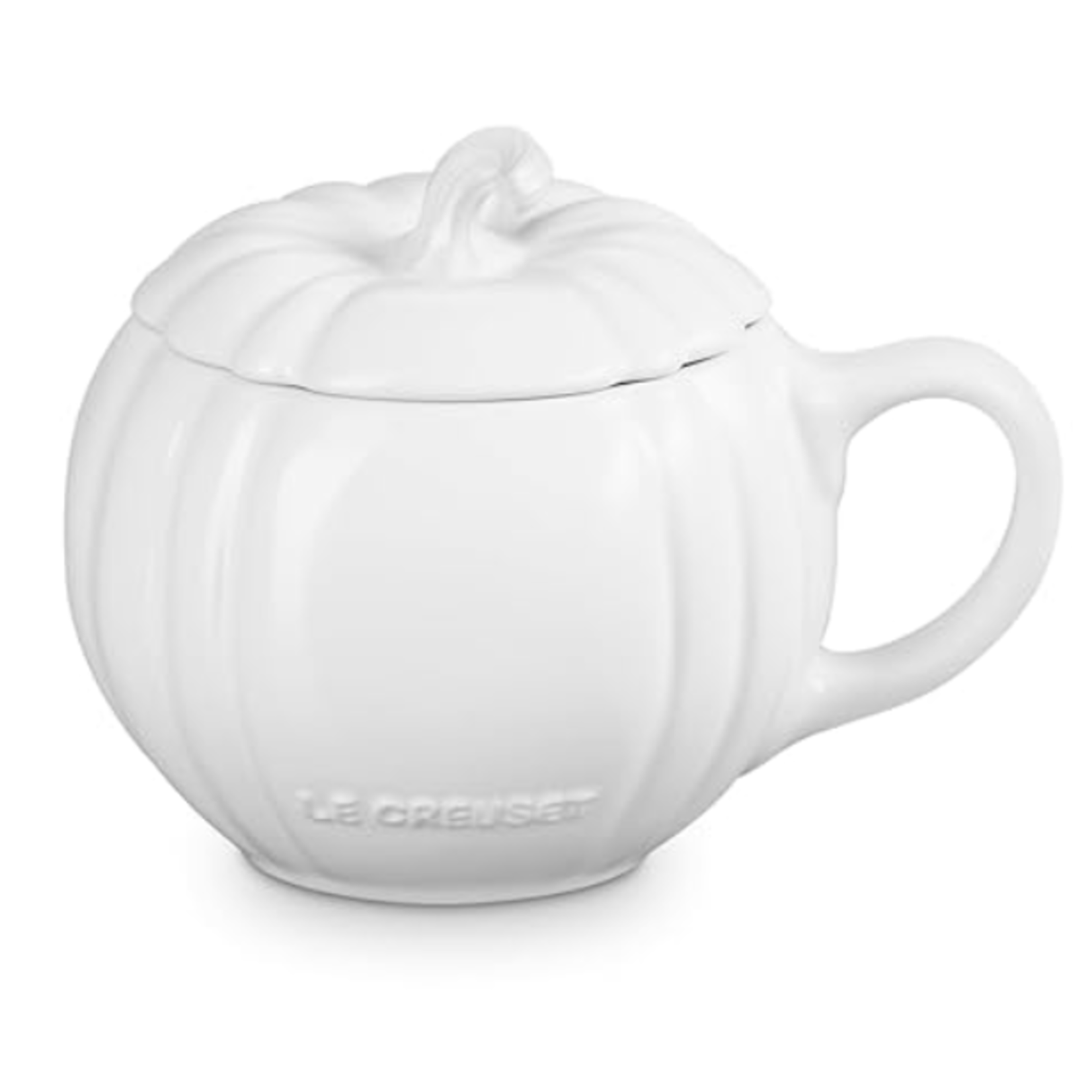 Le Creuset Pumpkin Mug with Lid - White - 14 oz. | Le Creuset