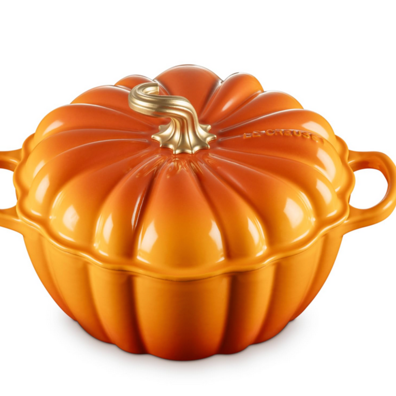 Le Creuset Figural Pumpkin Cocotte - Persimmon w/ Gold Figural Knob - 4 qt. | Le Creuset