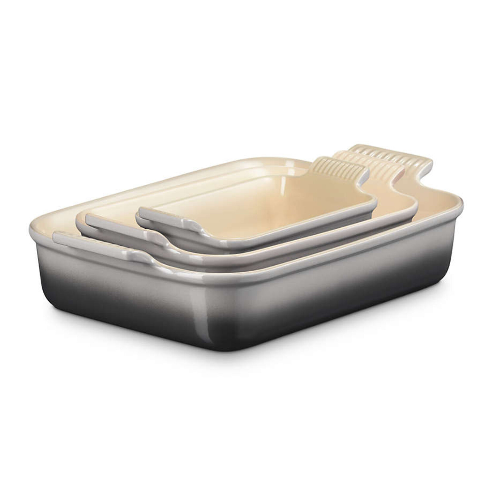 Le Creuset Heritage Set of 3 Rectangular Dishes - Oyster - 1.1 qt., 2.5 qt. & 4 qt. | Le Creuset