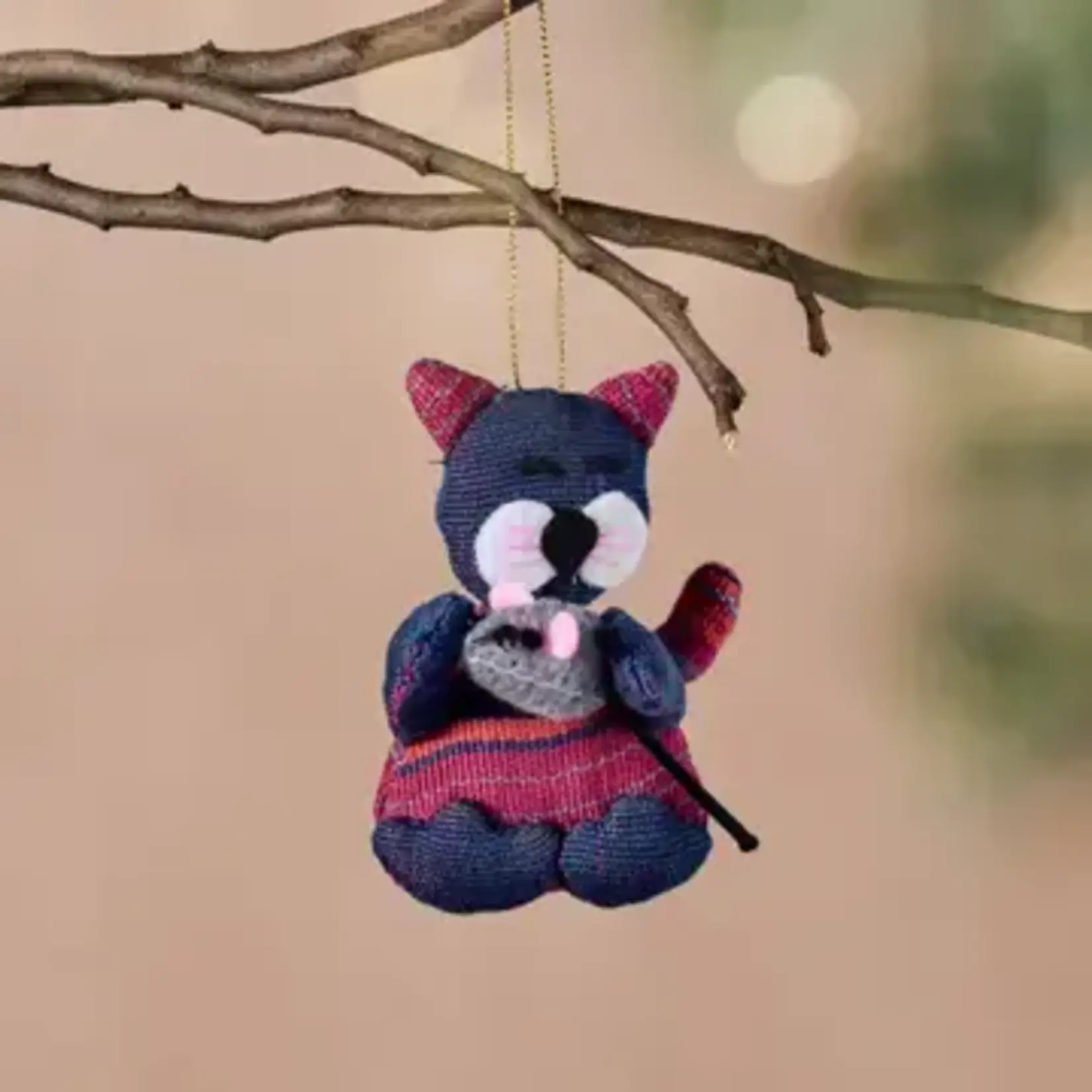 Ten Thousand Villages Amable Cat & Mouse Ornament