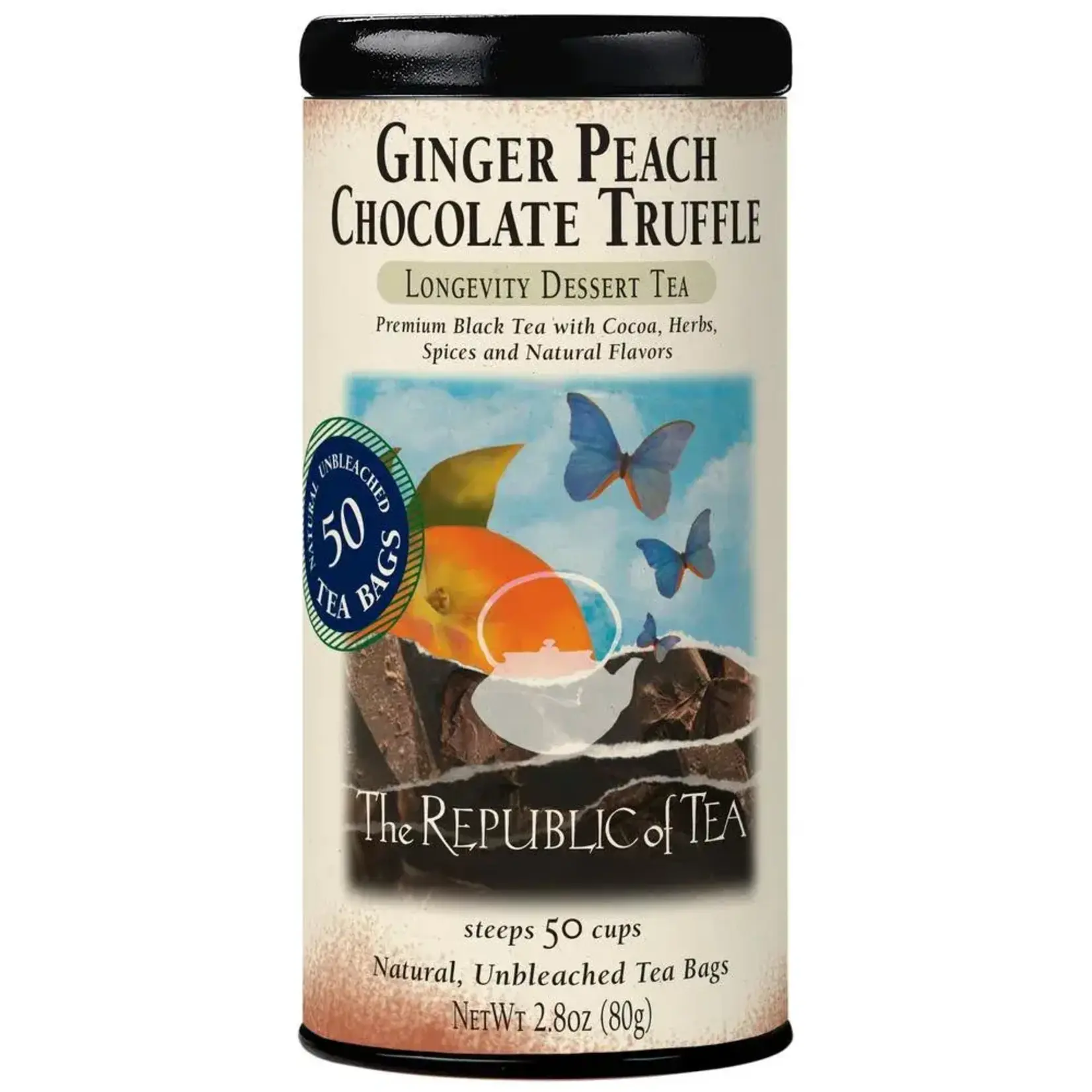 The Republic of Tea Ginger Peach Chocolate Truffle Black Tea (50 TB) | The Republic of Tea