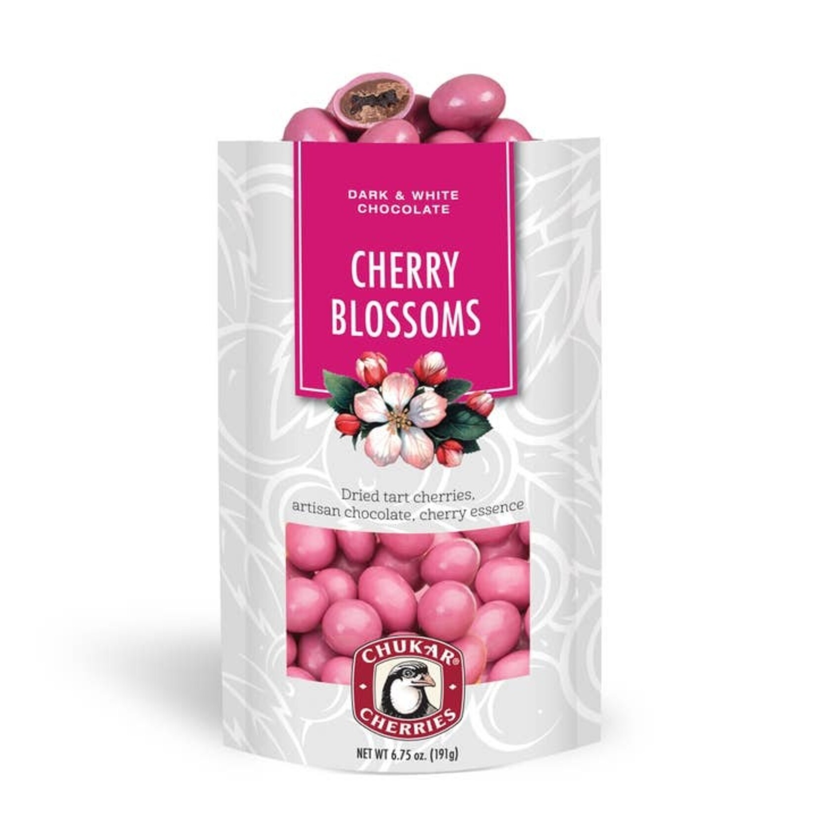 Chukar Cherry Company 6.75 oz Cherry Blossom Bag - Dark and White Chocolate