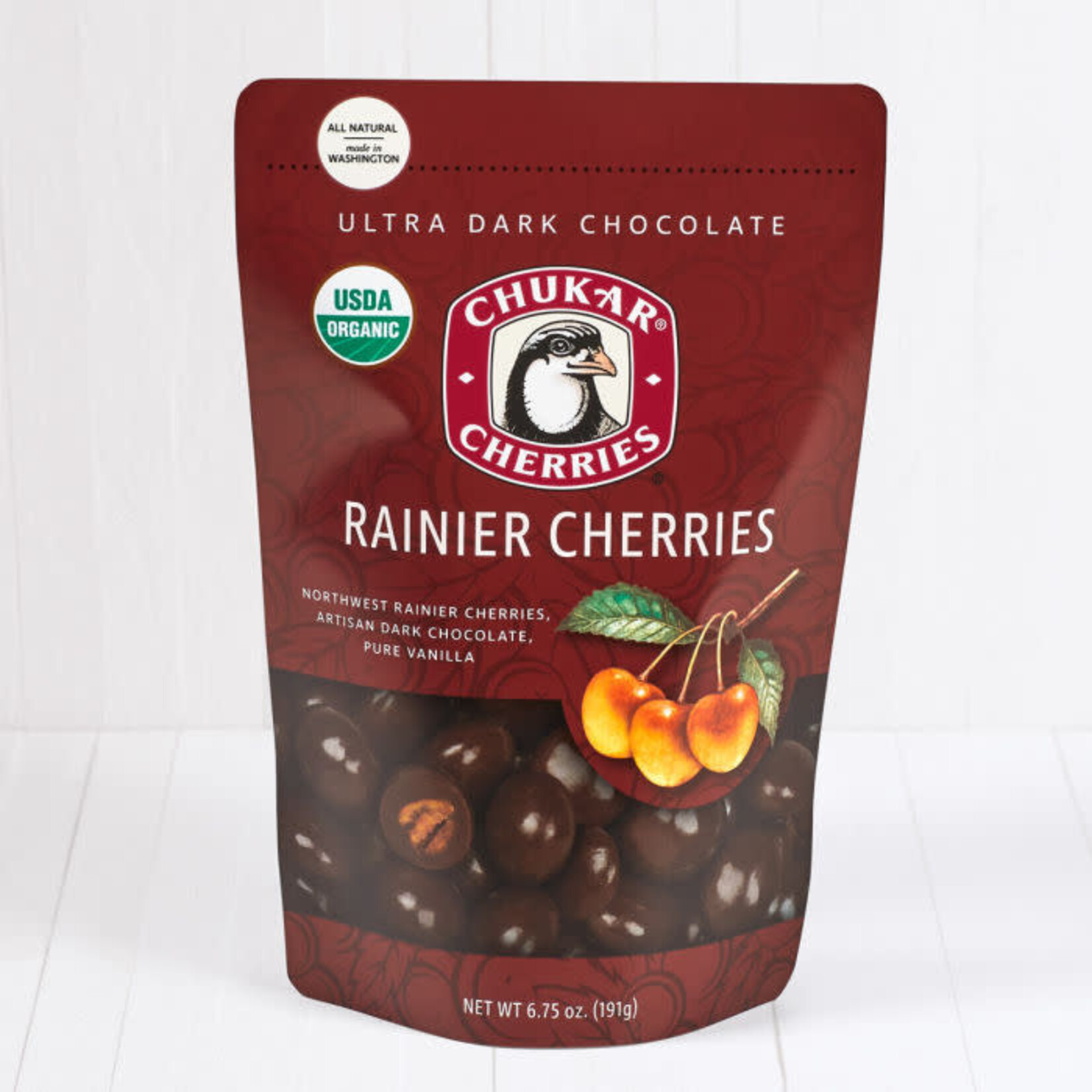 Chukar Cherry Company 6.75 oz Organic Chocolate Rainiers – Ultra Dark Chocolate
