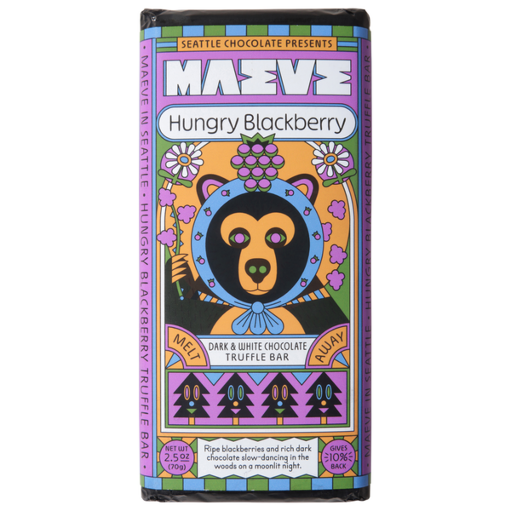 Seattle Chocolate Presents Maeve Hungry Blackberry Truffle Bar | Seattle Chocolate Presents Maeve