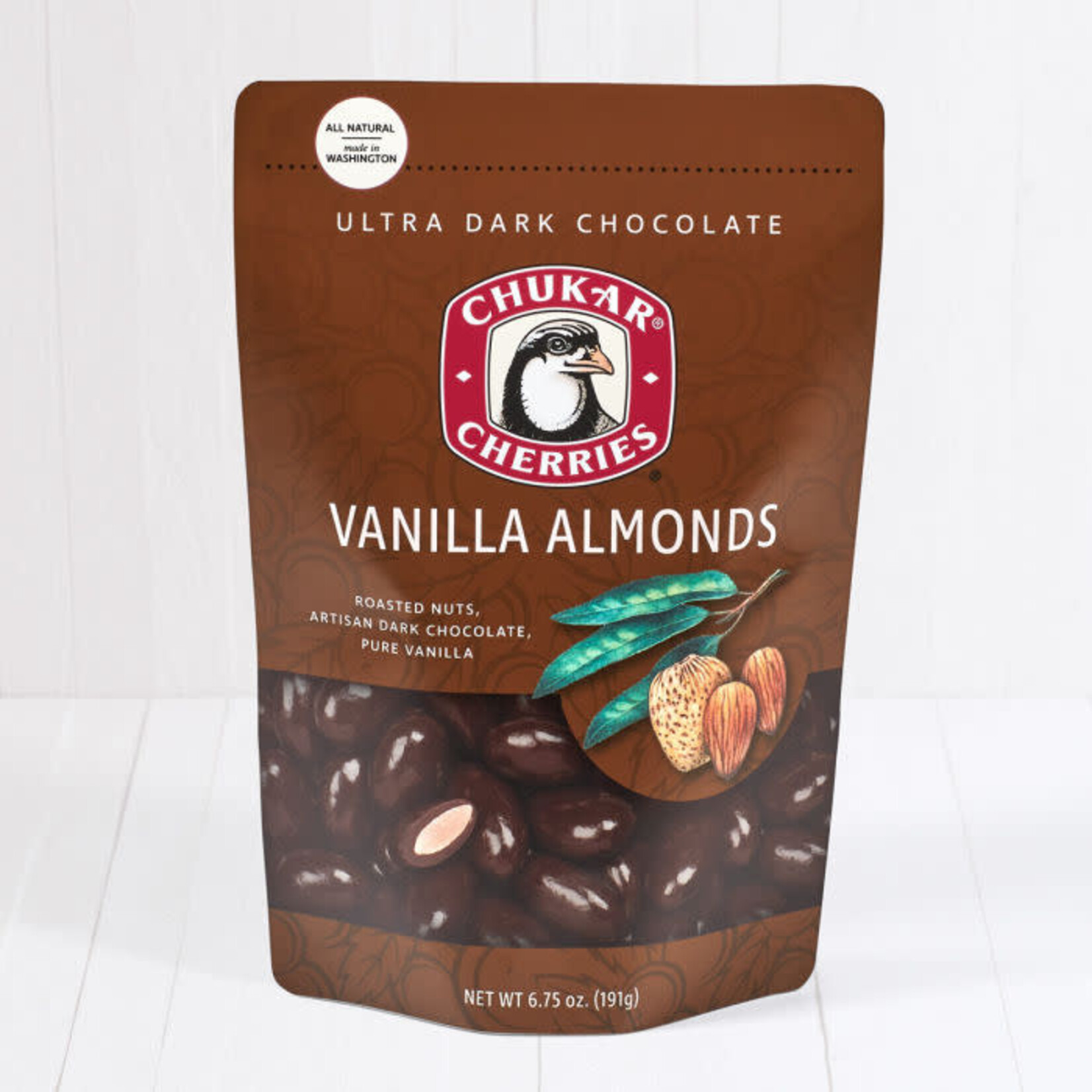 Chukar Cherry Company 6.75 oz Vanilla Almonds - Ultra Dark Chocolate