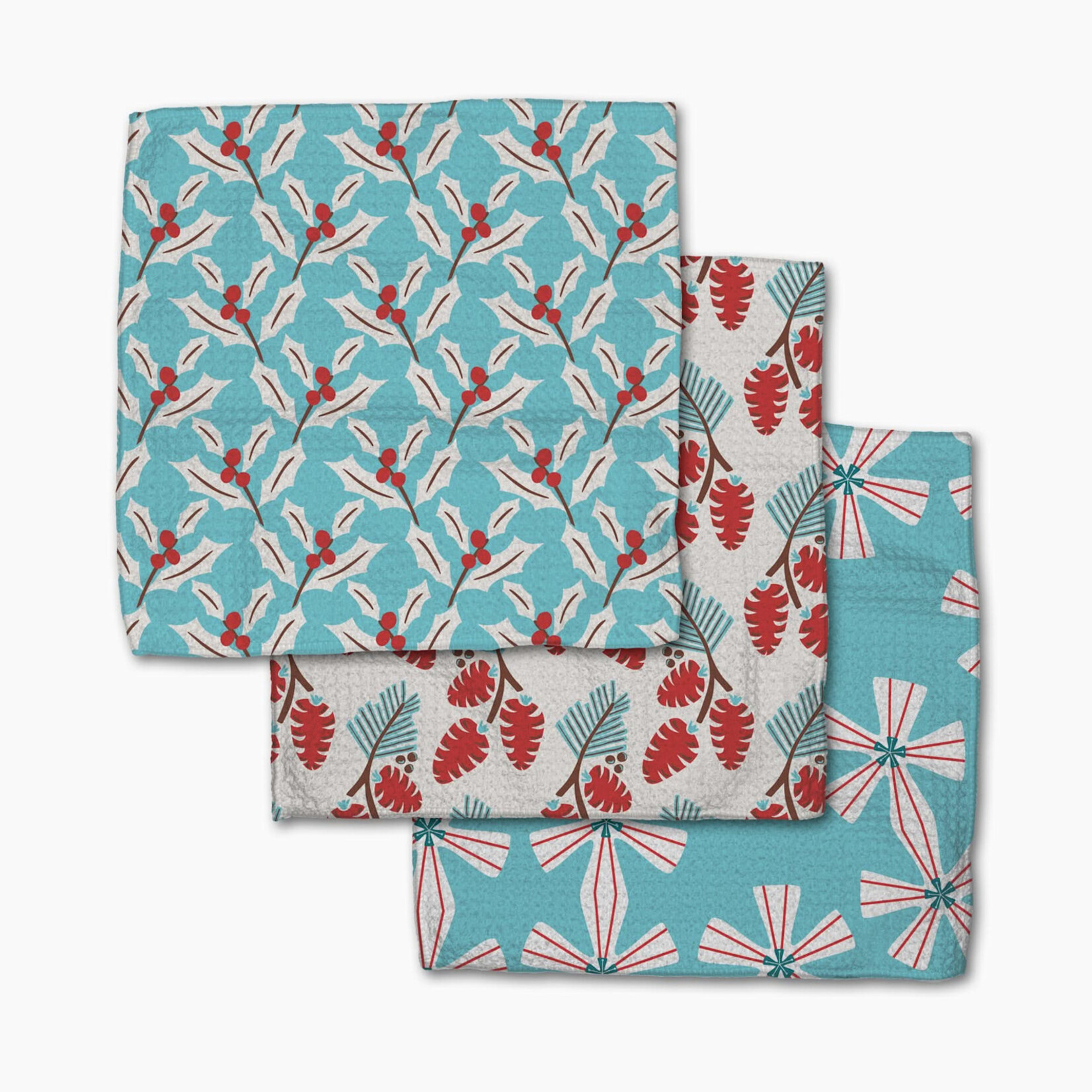 Geometry Winter Holly Dishcloth Set | Geometry