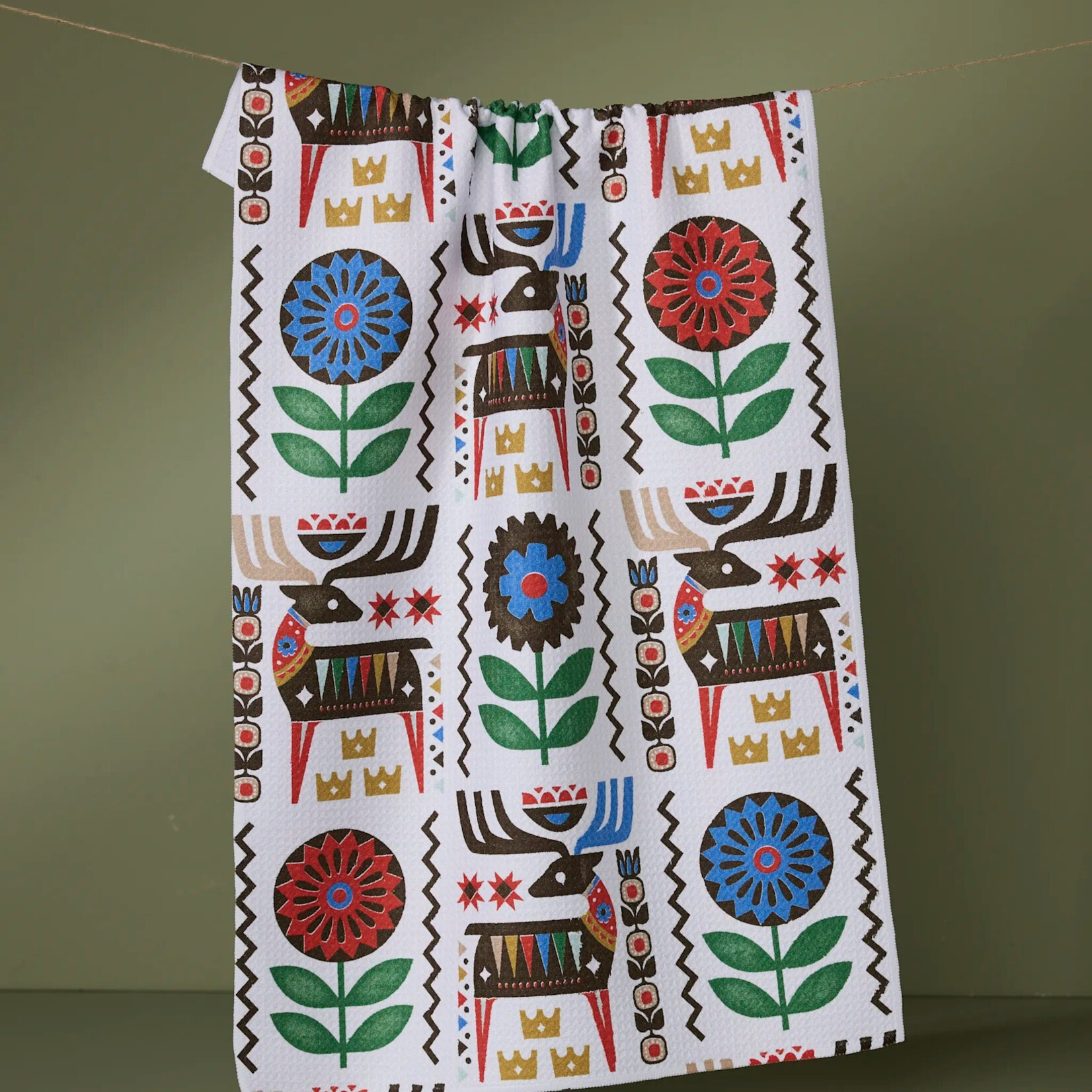 Geometry Folk Deer Tea Towel | Geometry