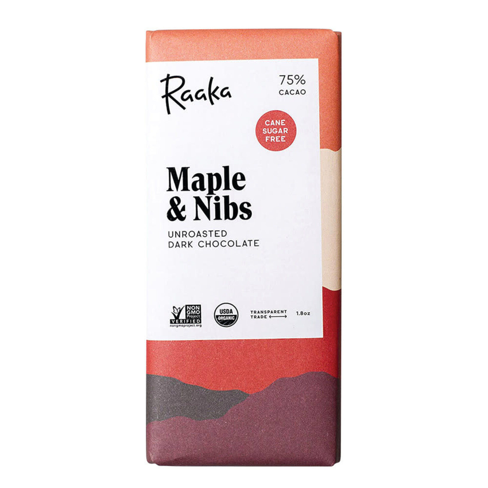 Raaka Chocolate 75% Maple & Nibs Chocolate Bar | RAAKA