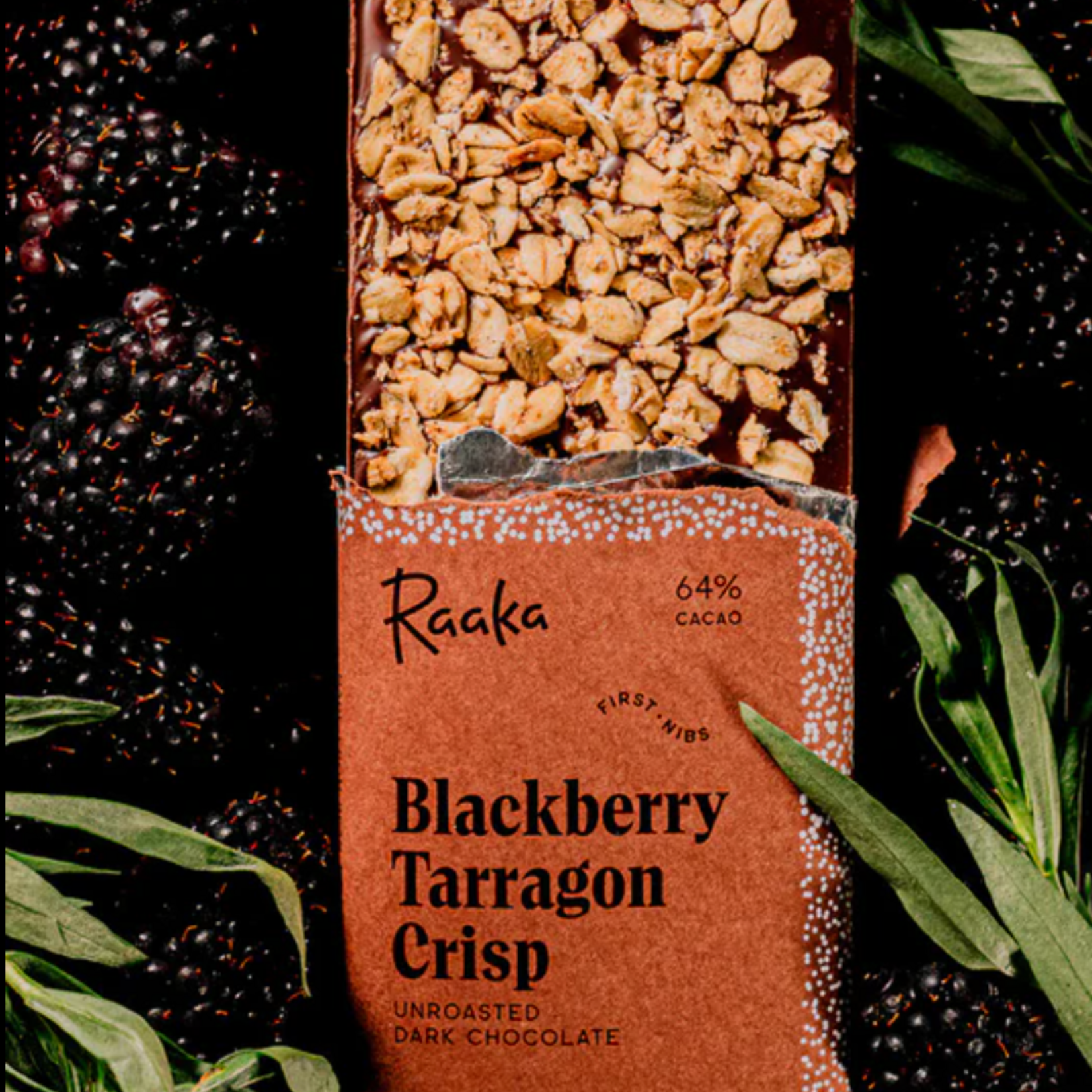 Raaka Chocolate 64% Blackberry Tarragon Crisp - Limited Edition Batch | RAAKA