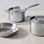 Le Creuset 10 Piece Set Essential Stainless Steel ( 9.5 in. Frying Pan, 11 in. Frying Pan, 2 qt. Saucepan with Lid, 3 qt. Saucepan with Lid, 4 qt. Saucepan with Lid, 4 qt. Stockpot with Lid) | Le Creuset