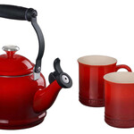Le Creuset Demi Kettle w/ SS Knob & 2 Mug Set - Cerise, 1.25 qt. Kettle & (2) 14 oz. Mugs | Le Creuset