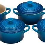 Le Creuset Set of 4 Cocottes w/ Mini-Cocotte Cookbook: Marseille, 8 oz. each | Le Creuset