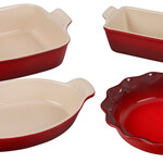 Le Creuset 4 Piece Heritage Bakeware Set - Cerise (9-inch Loaf Pan, 9-inch Pie Dish, 3 qt. Square Baking Dish and  1 3/4qt. Oval Baking Dish) | Le Creuset