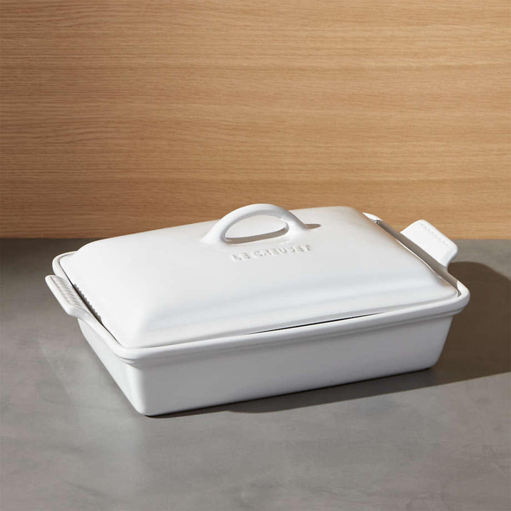 Le Creuset Heritage Covered Rectangular Casserole - White, 5 qt. (12" x 9") | Le Creuset