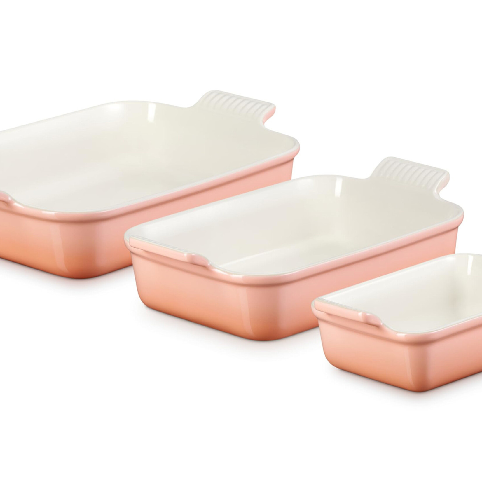 Le Creuset Heritage Set of 3 Rectangular Dishes - Peche, 1.1 qt., 2.5 qt. & 4 qt. | Le Creuset