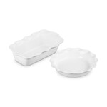Le Creuset Set of 2 Heritage Fluted Pie Dish and Fluted Loaf Pan - White | Le Creuset