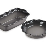 Le Creuset Set of 2 Heritage Fluted Pie Dish and Fluted Loaf Pan  - Oyster | Le Creuset