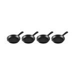 Le Creuset Set of 4 Mini Skillet 1/3 QT Matte Black | Le Creuset