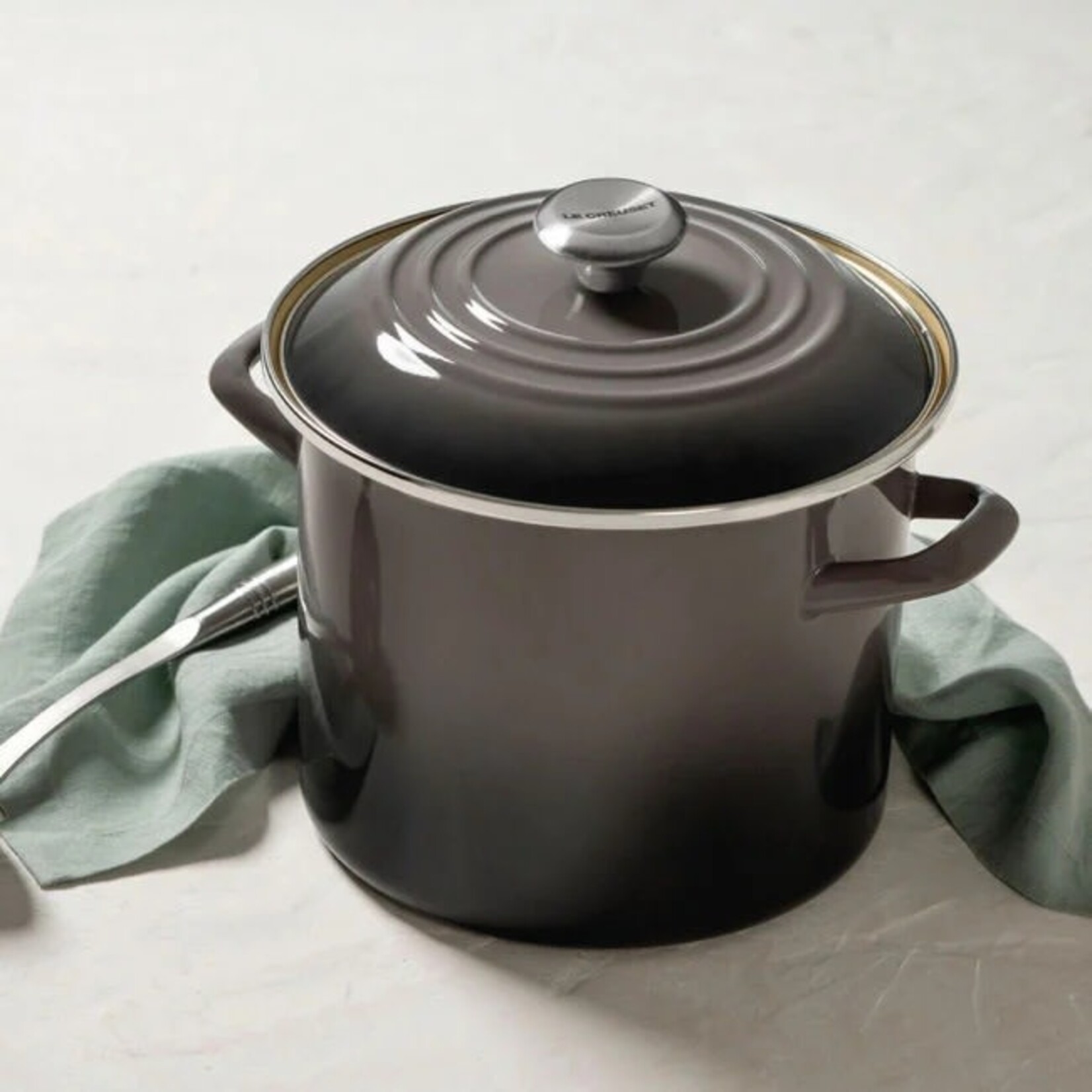 Le Creuset Stockpot with Metal Finishes - Oyster, 12 qt. | Le Creuset