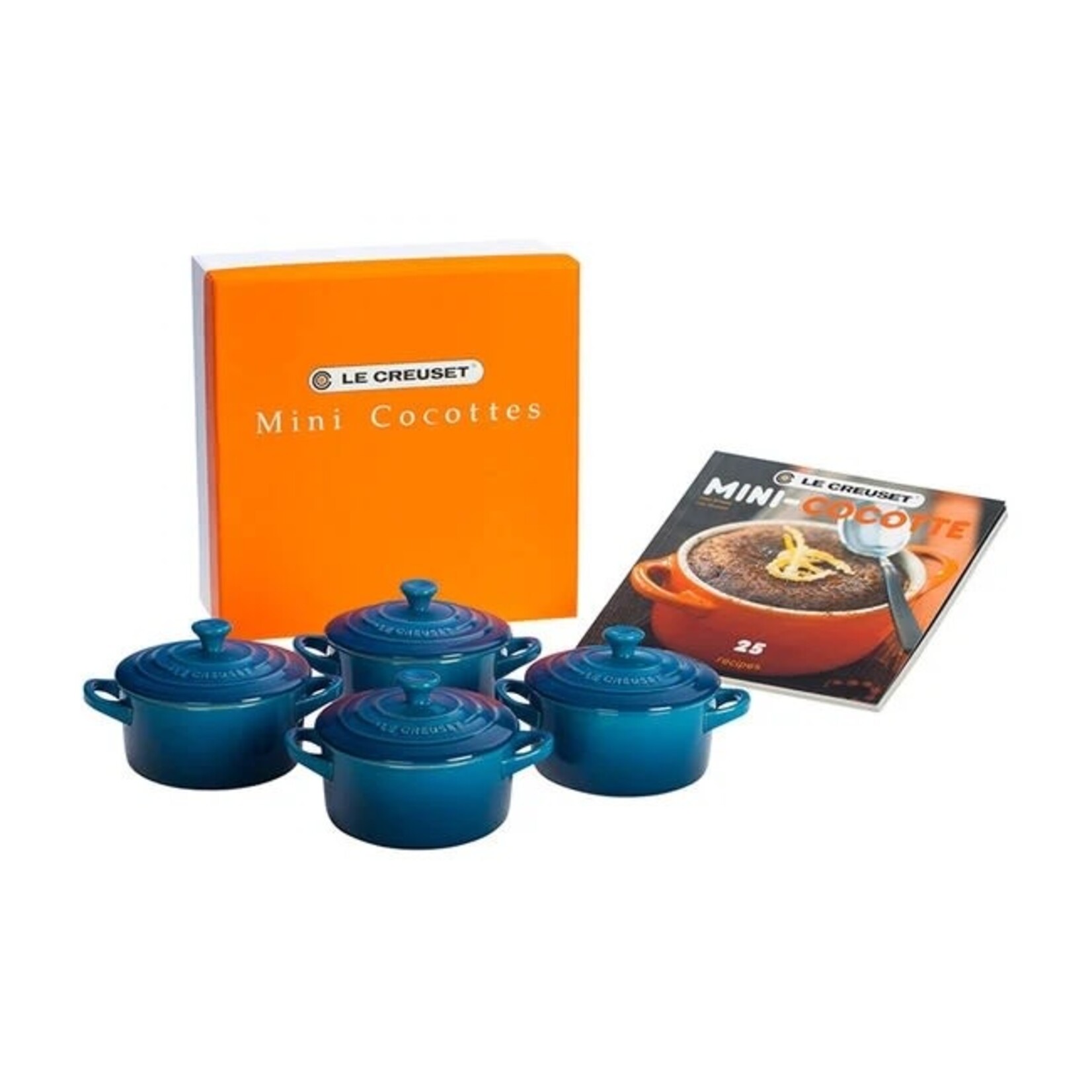 Le Creuset Set of 4 Cocottes w/ Mini-Cocotte Cookbook: Artichaut, 8 oz. each | Le Creuset