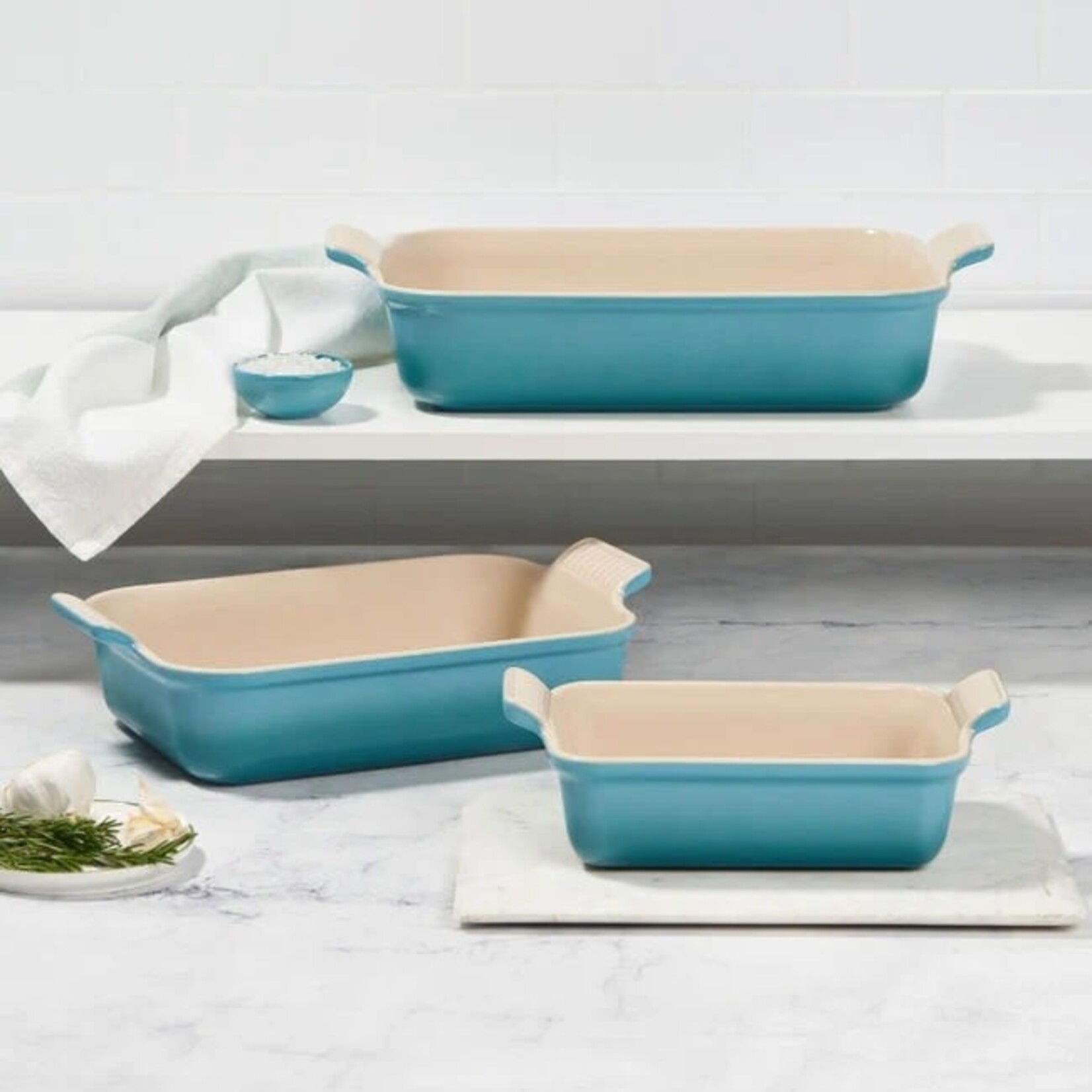 Le Creuset Heritage Set of 3 Rectangular Dishes - Sea Salt, 1.1 qt., 2.5 qt. & 4 qt. | Le Creuset