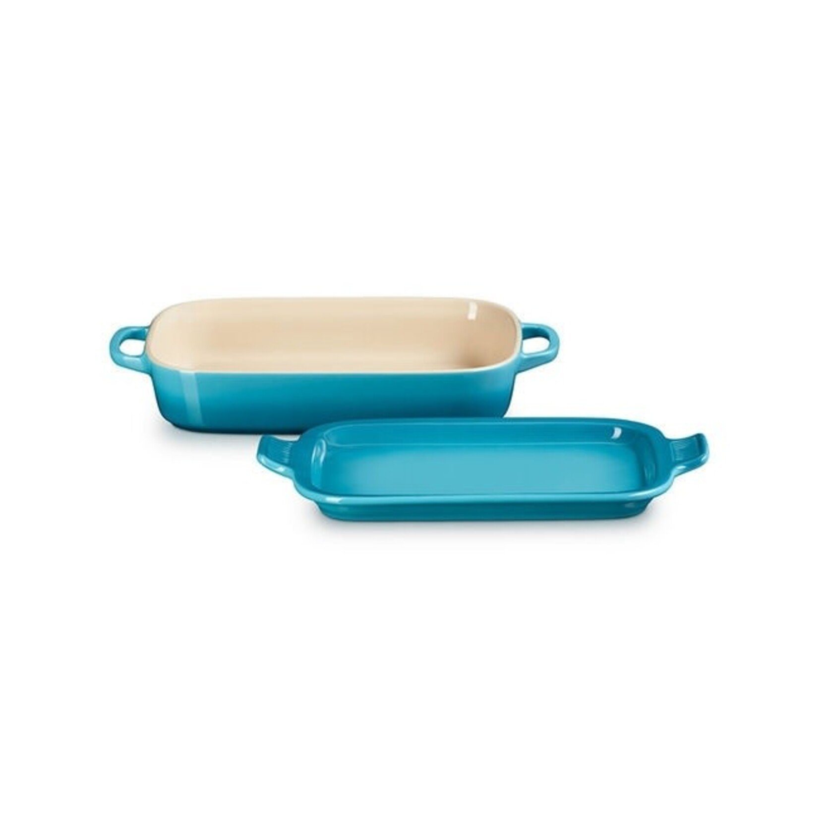 Le Creuset Rectangular Dish with Platter Lid - Caribbean, 14 3/4"x9"x2 1/2" (3 qt.) | Le Creuset