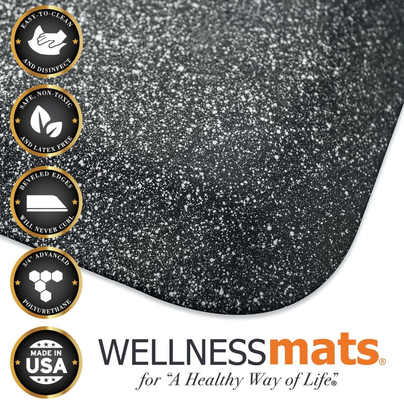 WellnessMats WellnessMats Granite 22" x 18" Onyx