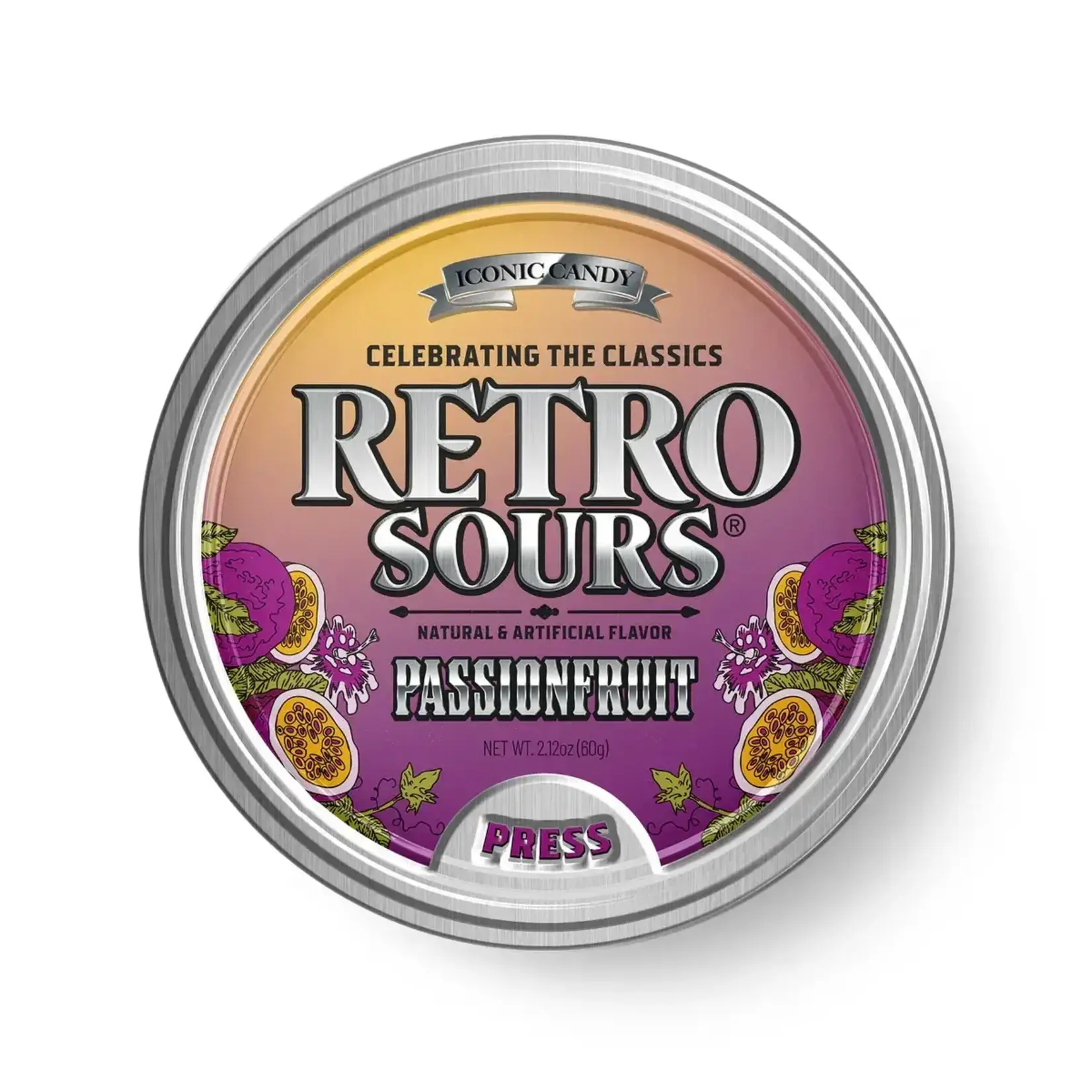 Grandpa Joes Retro Sours Tins - Passion Fruit 2.12 OZ