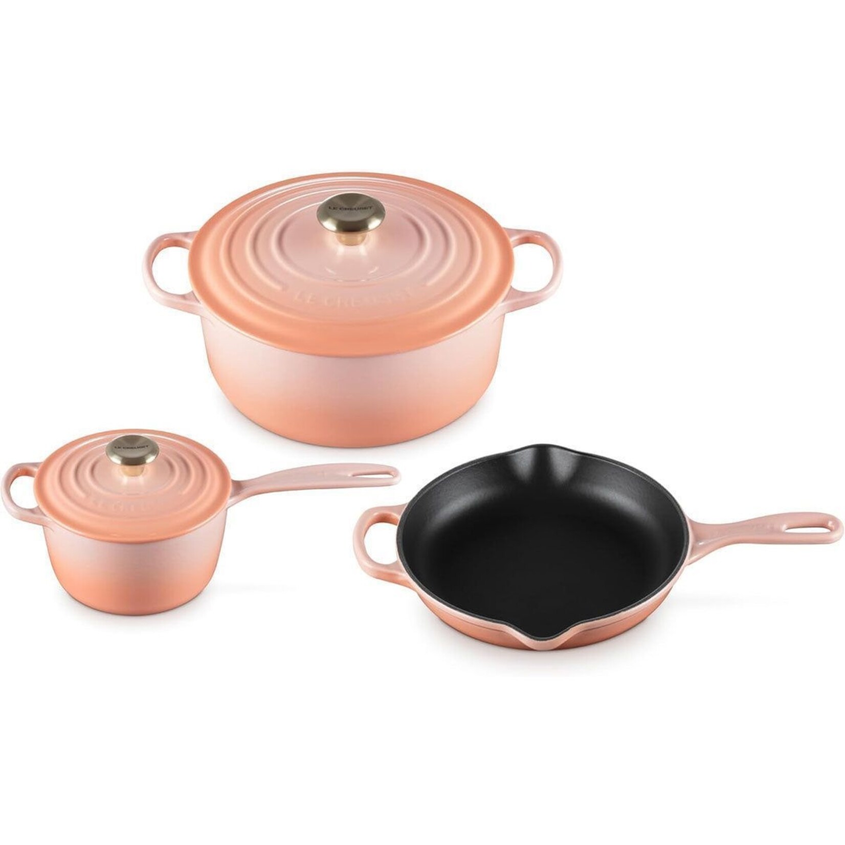 Le Creuset 6 Piece Signature Set - Peche (5.5 qt. Sig. RDO, 1.75 qt. Sig. Saucepan, 9" Sig. Skillet) | Le Creuset