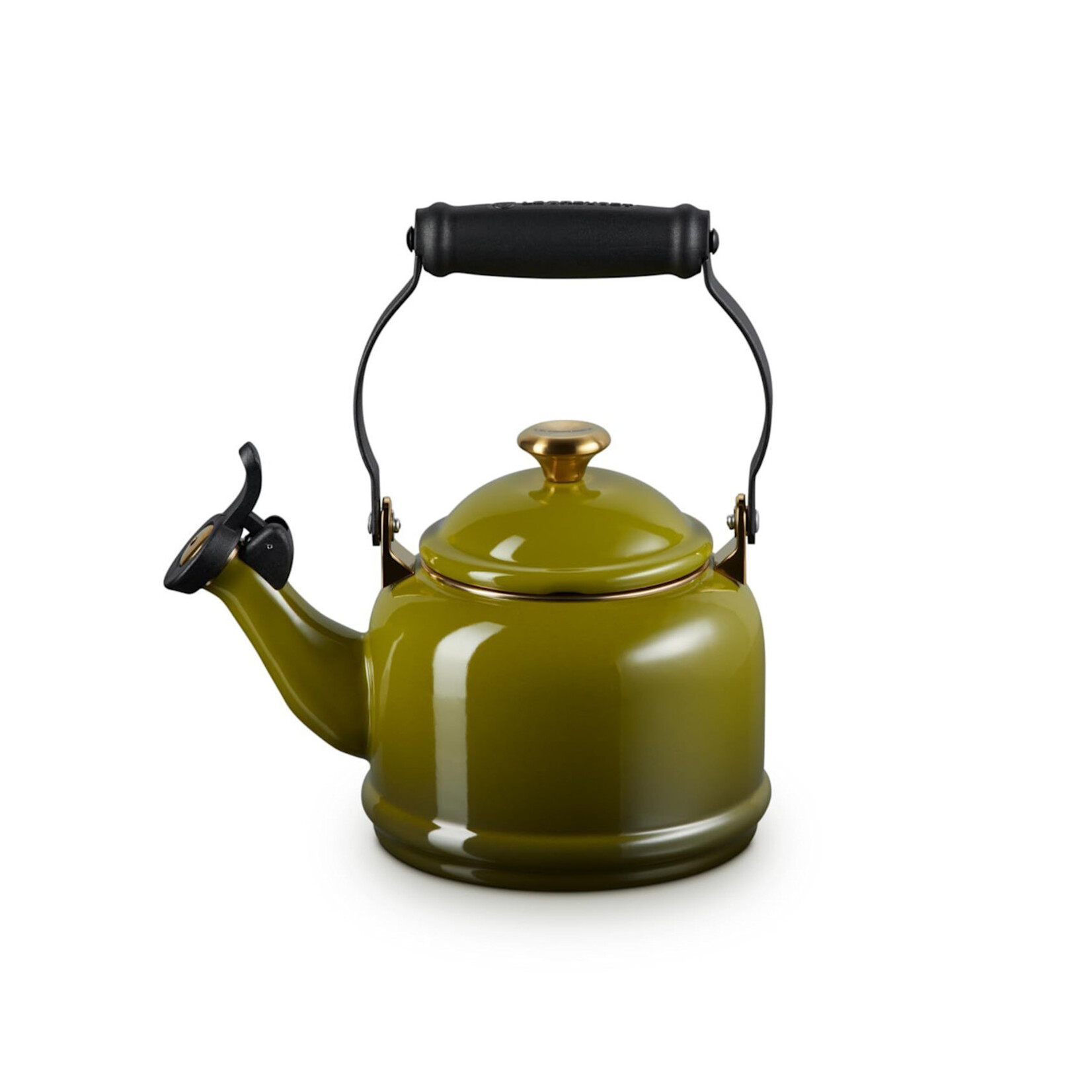Le Creuset Demi Kettle - Olive w/ Sig Gold Knob, 1.25 qt. | Le Creuset