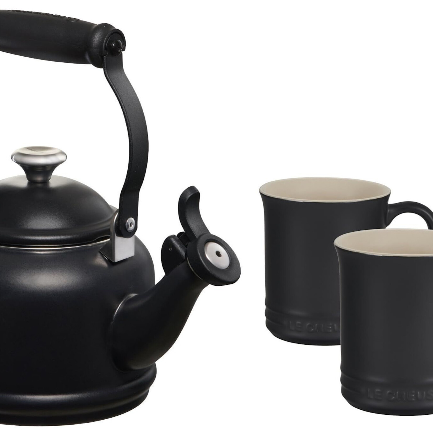 Le Creuset Demi Kettle w/ SS Knob & 2 Mug Set - Licorice, 1.25 qt. Kettle & (2) 14 oz. Mugs | Le Creuset
