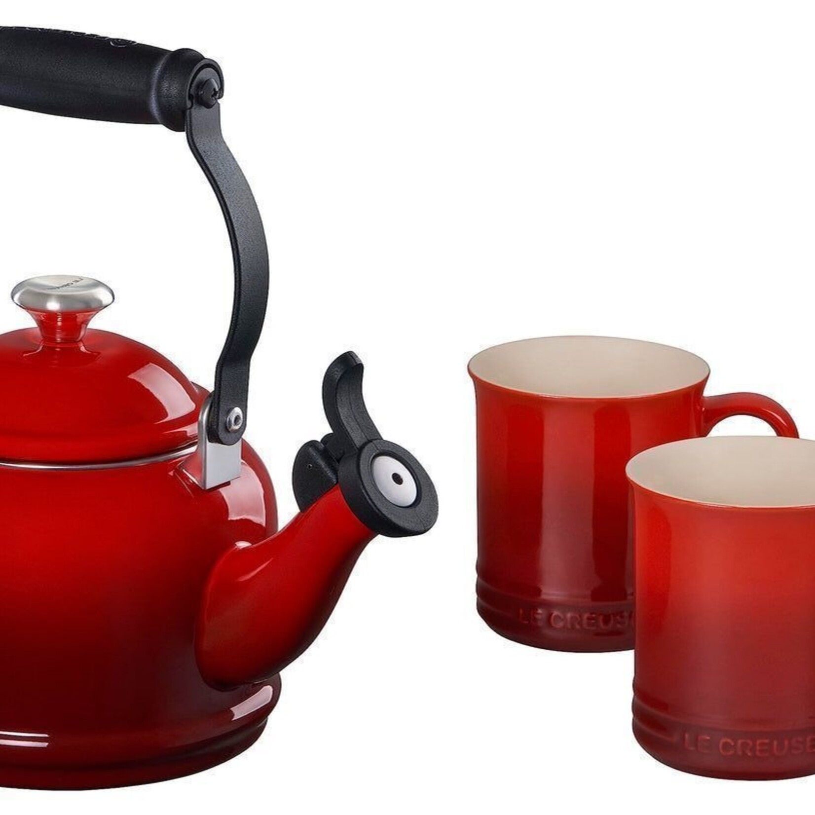 Le Creuset Demi Kettle w/ SS Knob & 2 Mug Set - Cerise, 1.25 qt. Kettle & (2) 14 oz. Mugs | Le Creuset