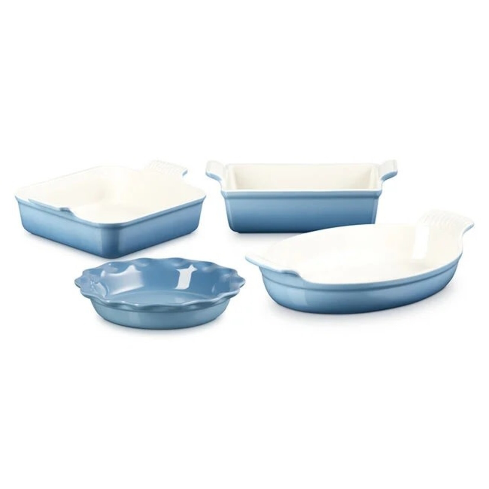Le Creuset 4 Piece Heritage Bakeware Set - Oyster (9-inch Loaf Pan, 9-inch Pie Dish, 3 qt. Square Baking Dish and  1 3/4qt. Oval Baking Dish) | Le Creuset