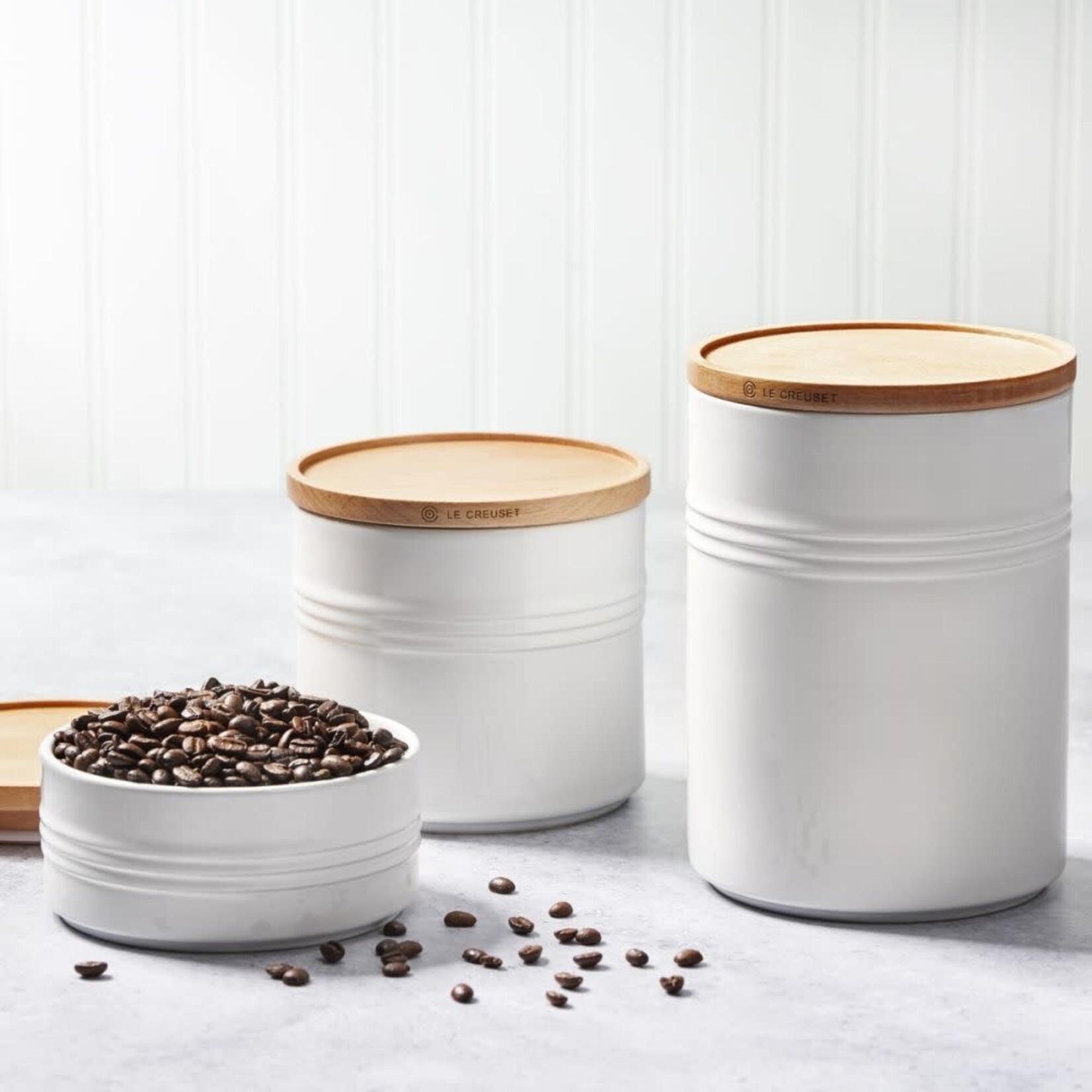 Le Creuset Canister with Wood Lid - White, 2.5 qt. (5.5" diameter) | Le Creuset
