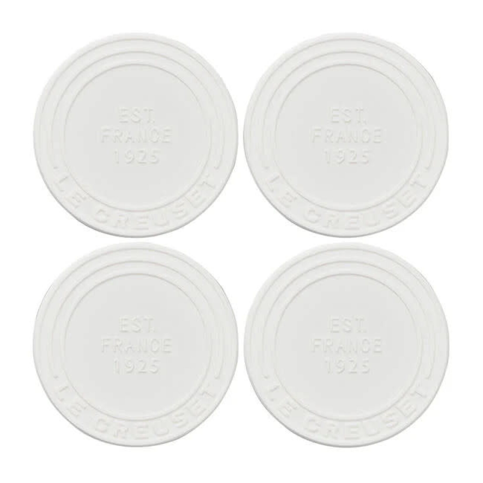 Le Creuset diameter Silicone Coasters (est. 1925) - White Set of 4 - 4" | Le Creuset