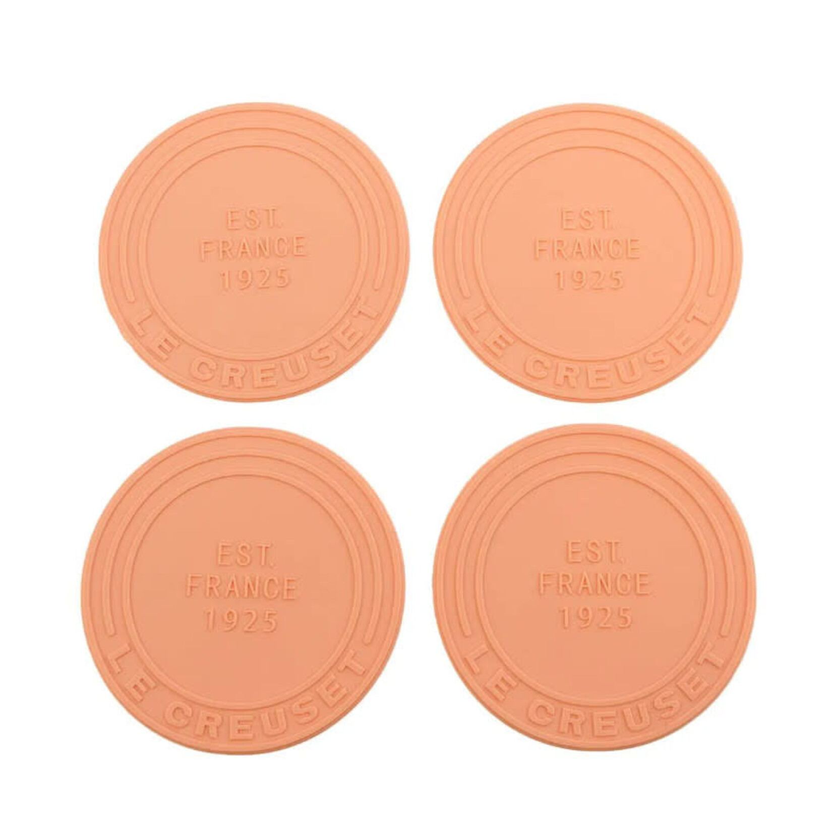 Le Creuset Silicone Coasters (est. 1925) - Peche, Set of 4 - 4" diameter | Le Creuset