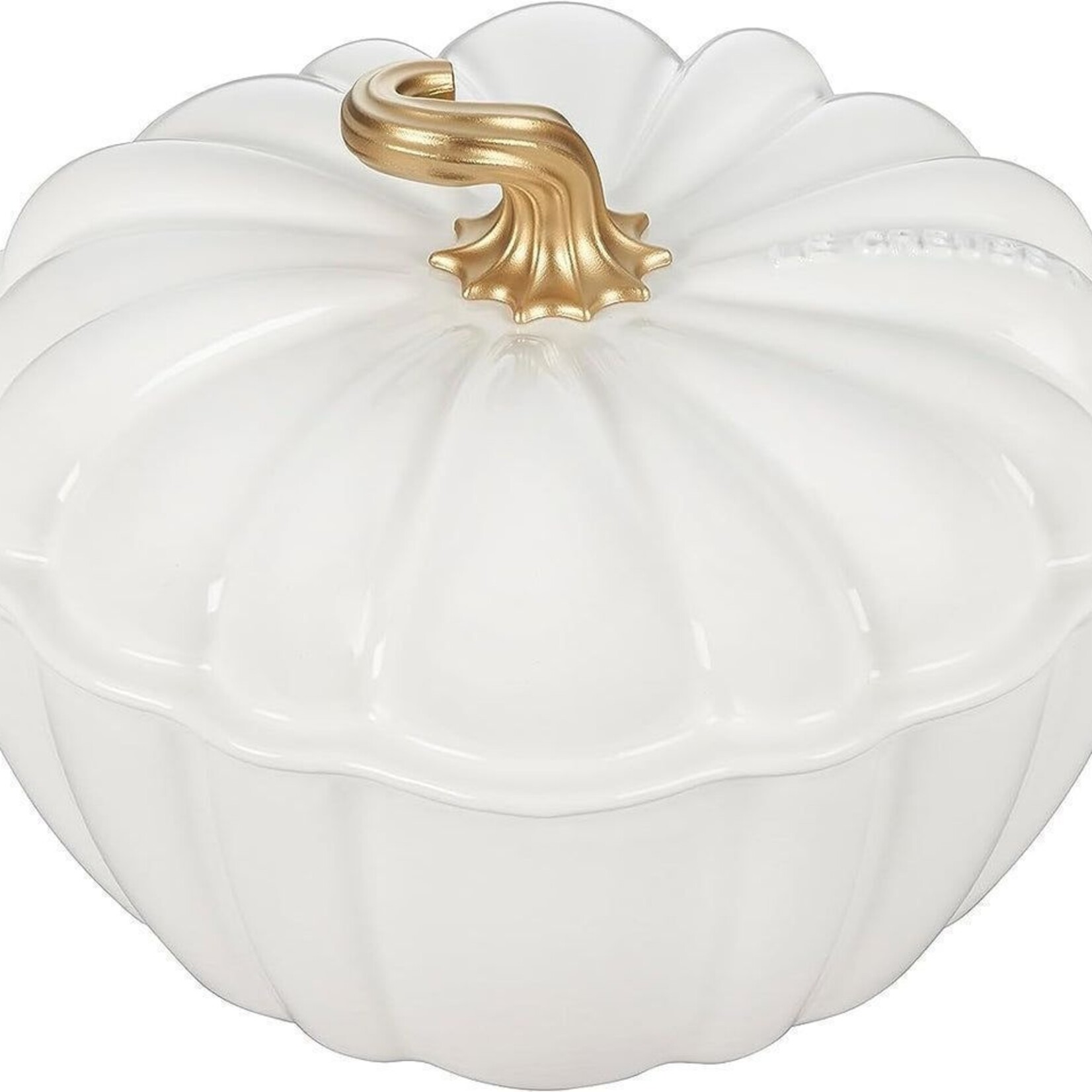 Le Creuset Cocotte - White w/ Gold Figural Knob 4 qt. Figural Pumpkin | Le Creuset