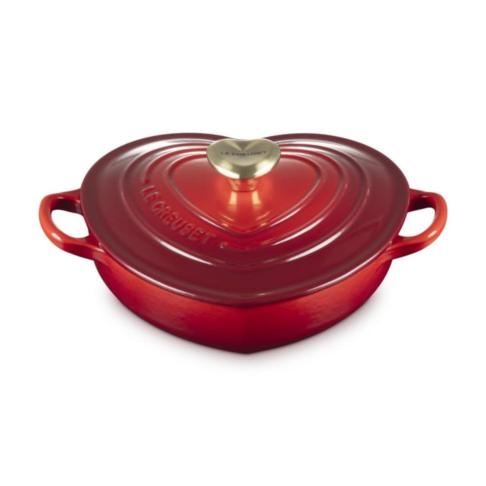 Le Creuset Traditional Heart Dish 1.25Qt Cerise Light Gold Heart Knob | Le Creuset