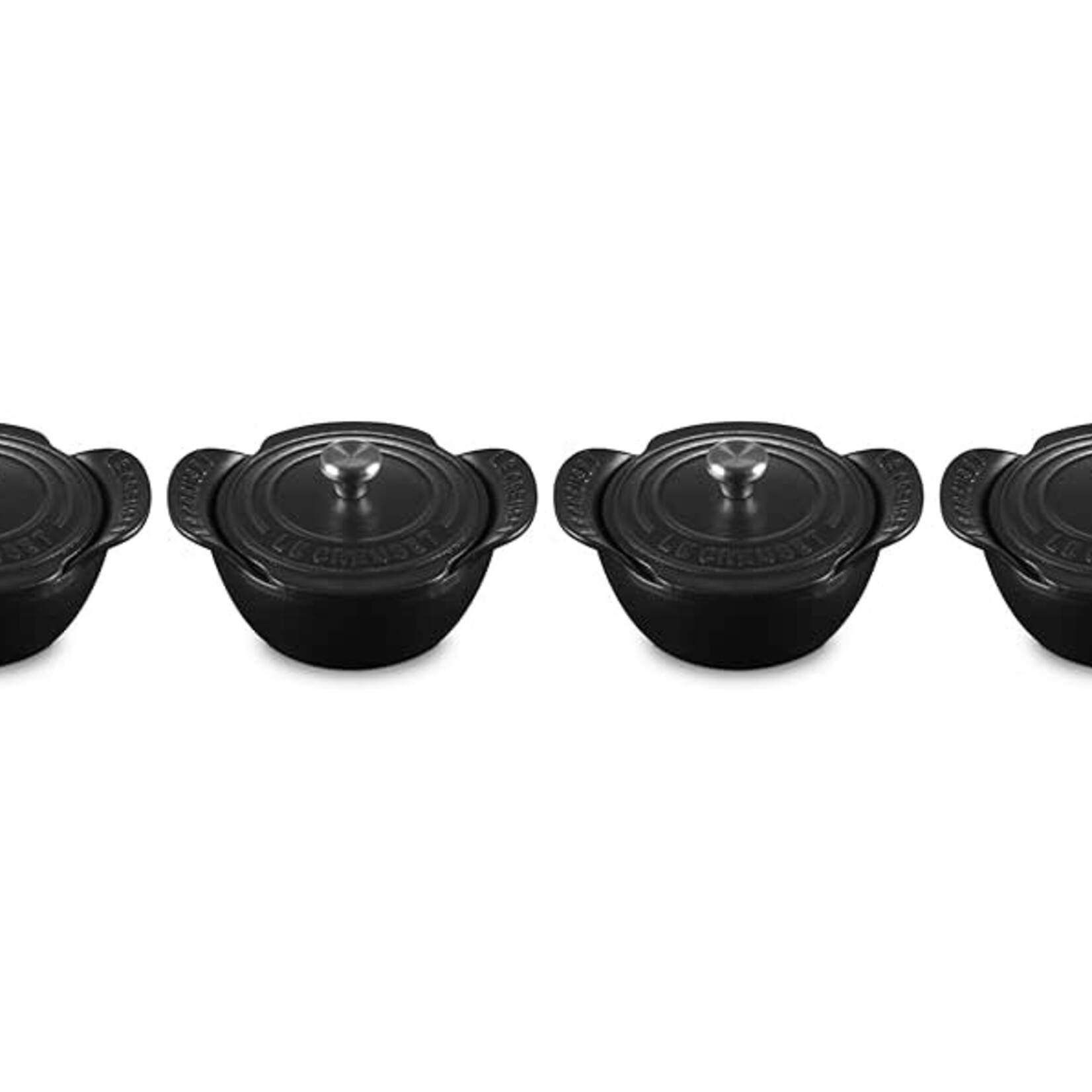 Le Creuset Set of 4 Mini Round Cocotte Base 1/3 QT Matte Black | Le Creuset