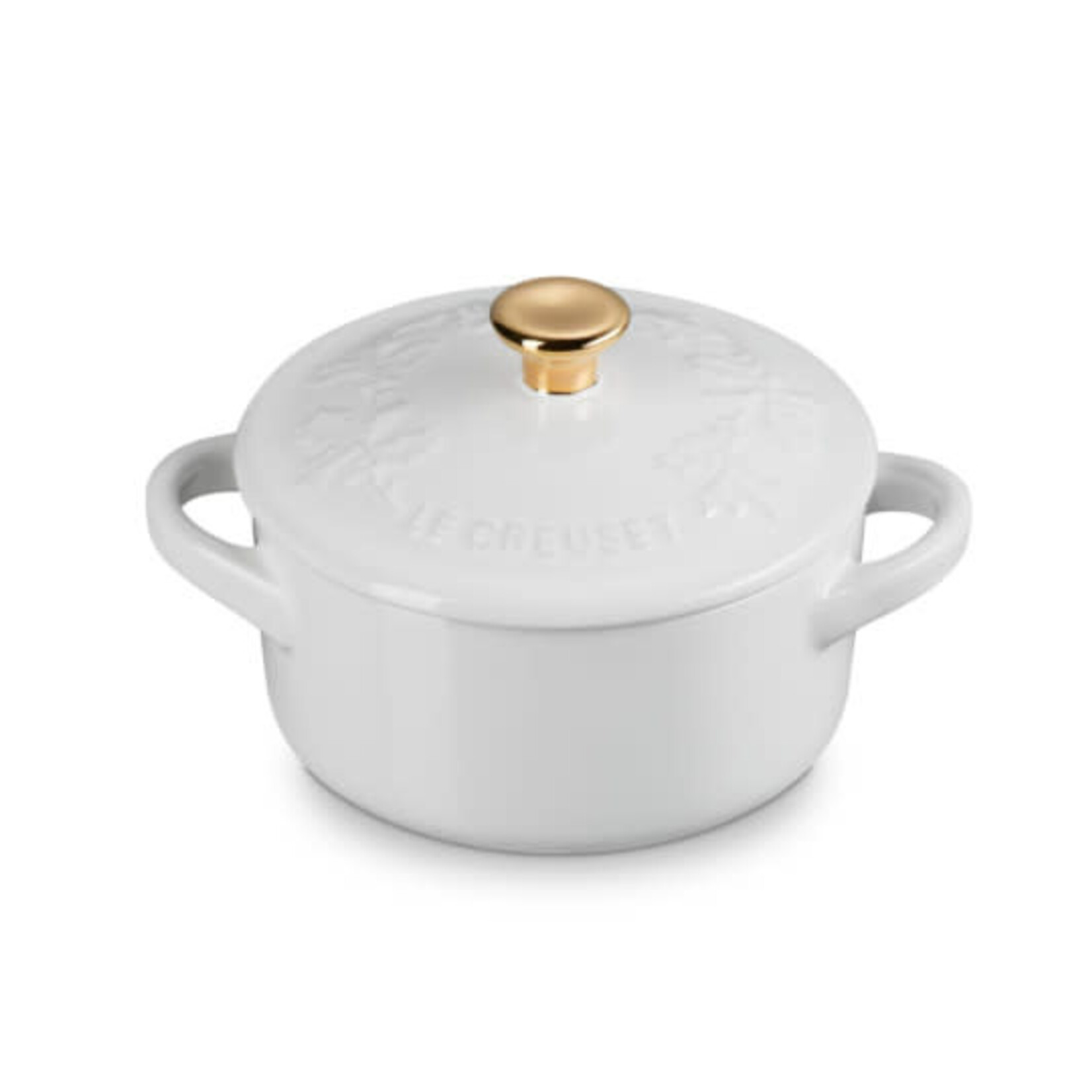 Le Creuset Holly Mini Cocotte with Gold Detail - White, 8 oz. | Le Creuset