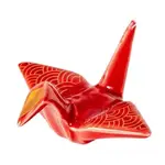 Origami Crane Porcelain Chopsticks Rest 2"L Seigaiha Red