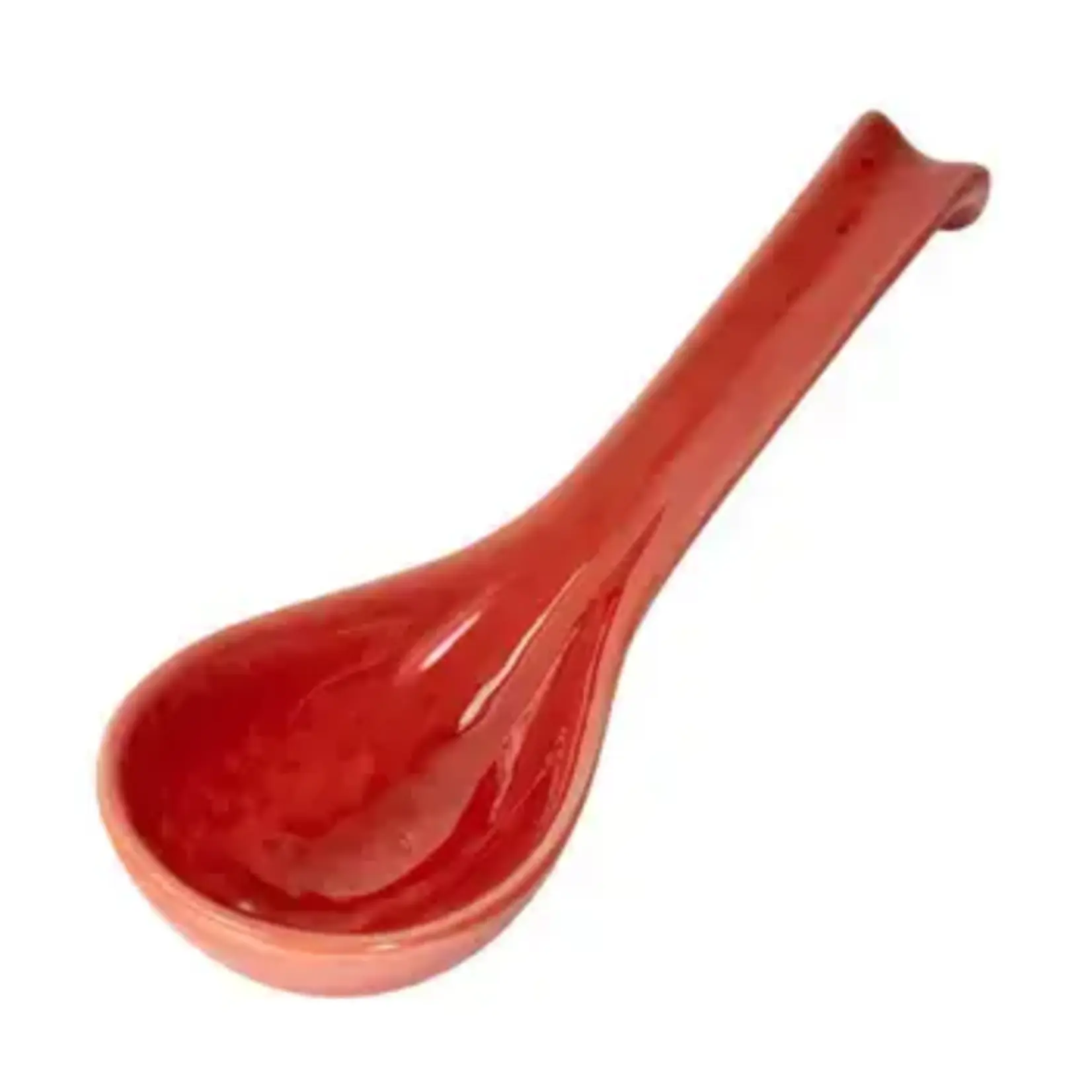 6"L Mino Ware Porcelain Soup Spoon Red