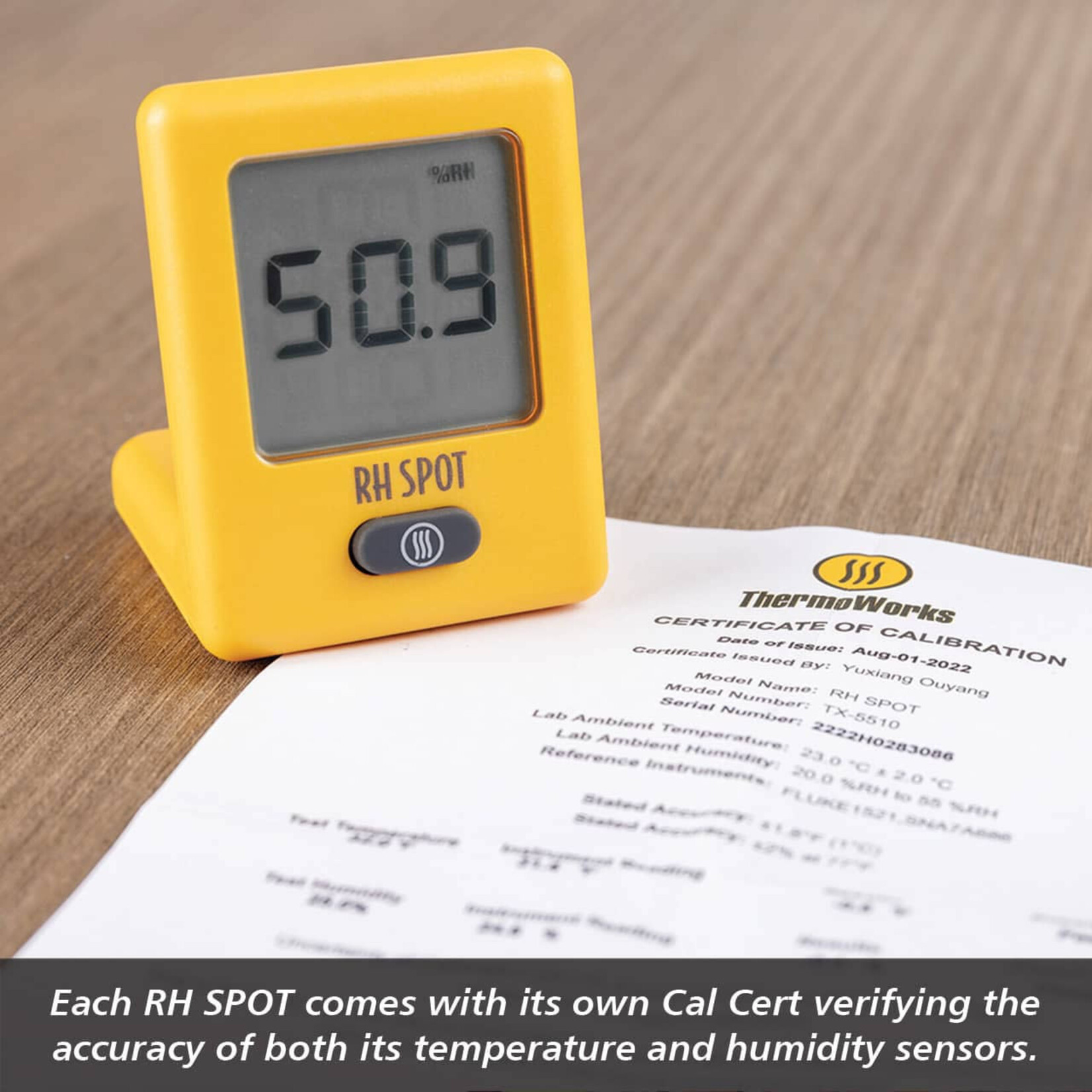 RH SPOT - The Temperature & Humidity Everywhere Thermometer, Yellow