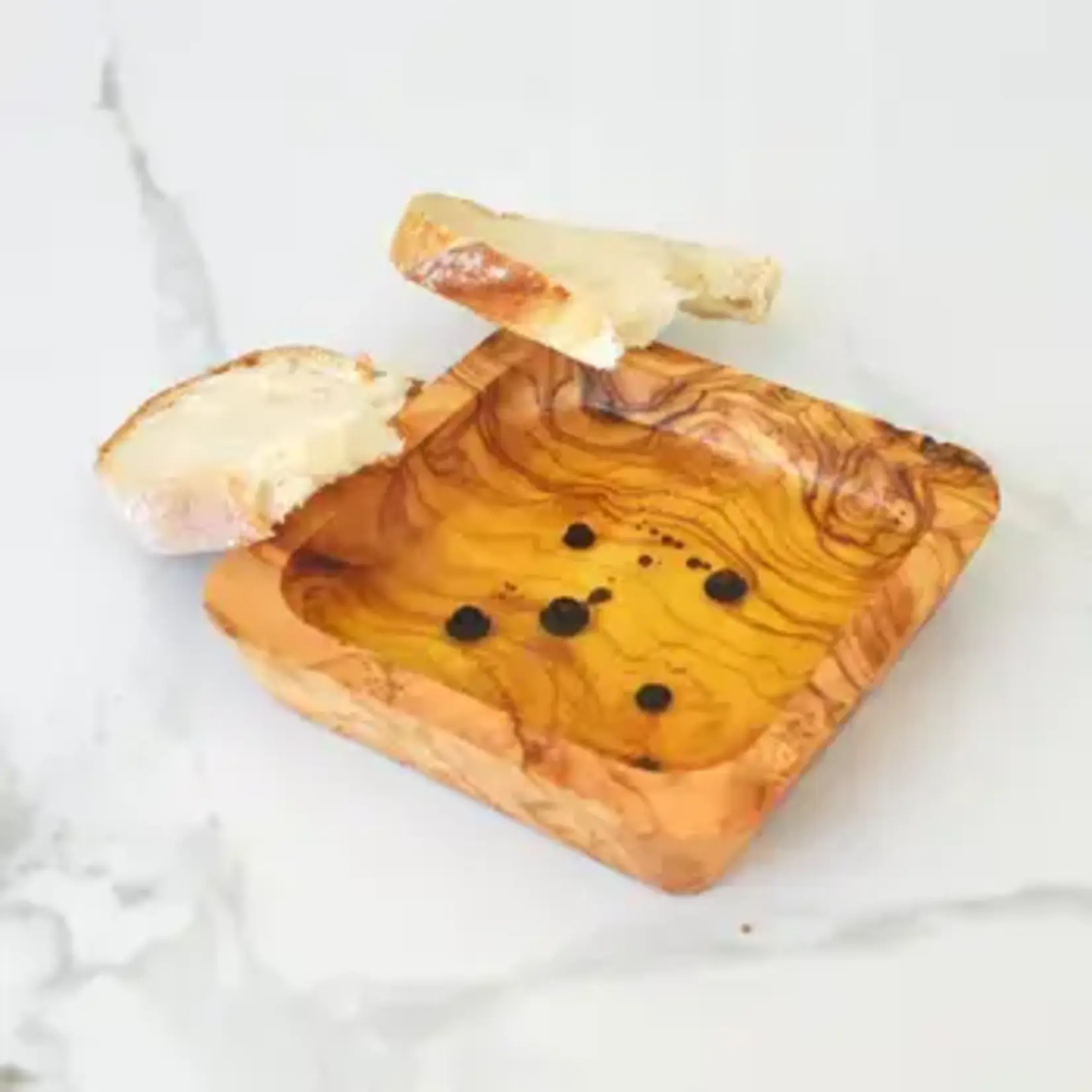 Naturally Med Olive Wood Dipping Bowl - Square - Large - 4.25”