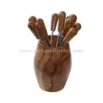 Naturally Med Olive Wood Barrel with 6 Olive Picks